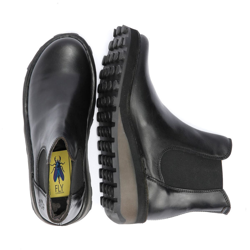 Fly London Huud Leder Damen Schwarze Farbe Stiefel
