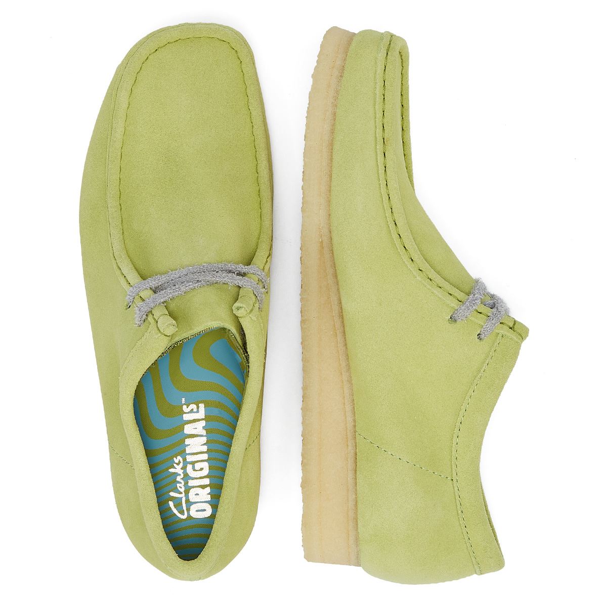 Clarks Originals Wallabee Pale Lime Suede Herrenschuhe Aus Hellem Limettensamt Mit Schnürung