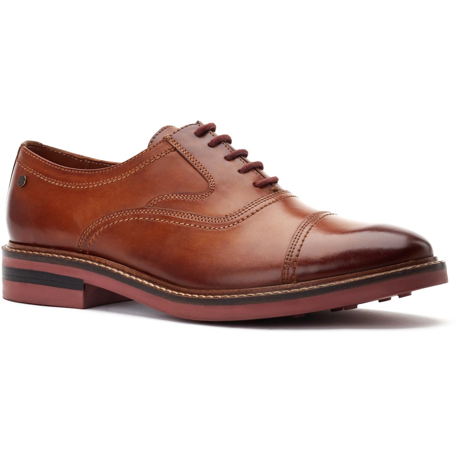 Base London Tatton Leder Herren Oxford Schuhe In Verbranntem Tan