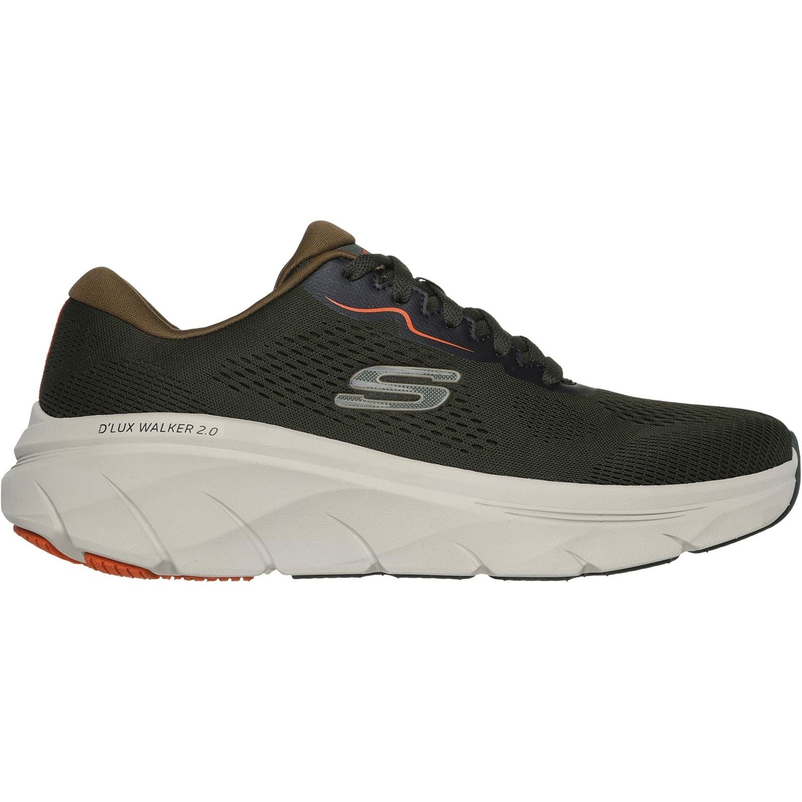 Skechers D'Lux Walker 2.0 Synthetik-Herren-Sneaker In Oliv/Orange
