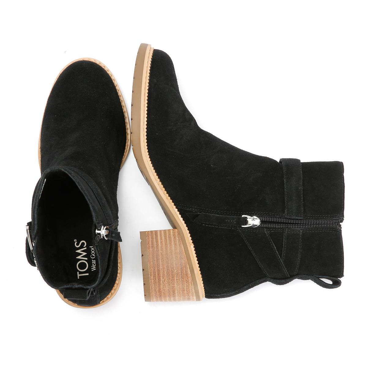 TOMS Hailey Buckle Wildlederschwarze Damenstiefel