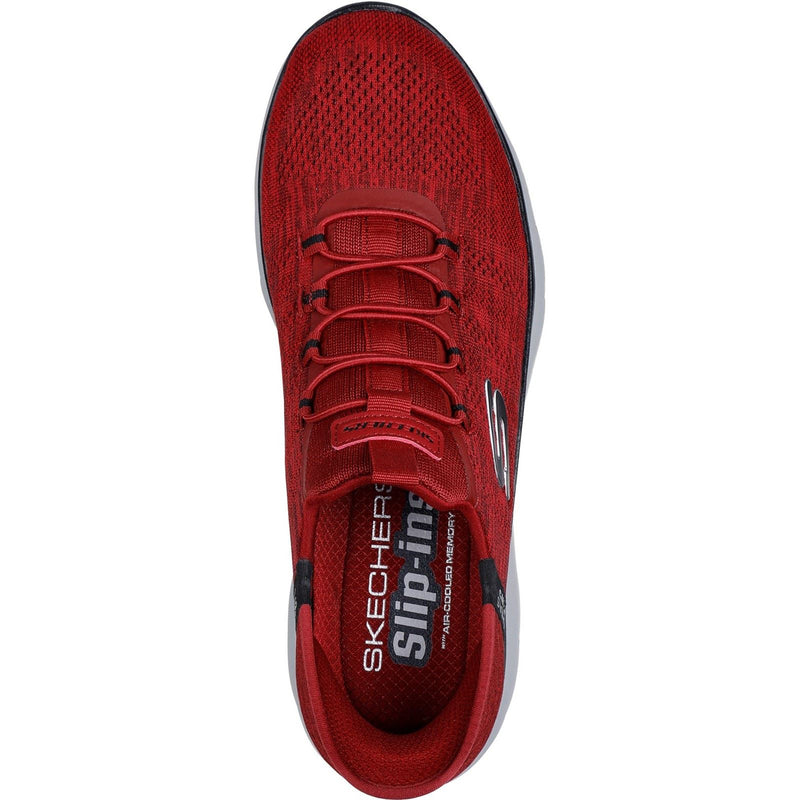 Skechers Summits Key Pace Textile Herren Sneaker In Rot/Schwarz