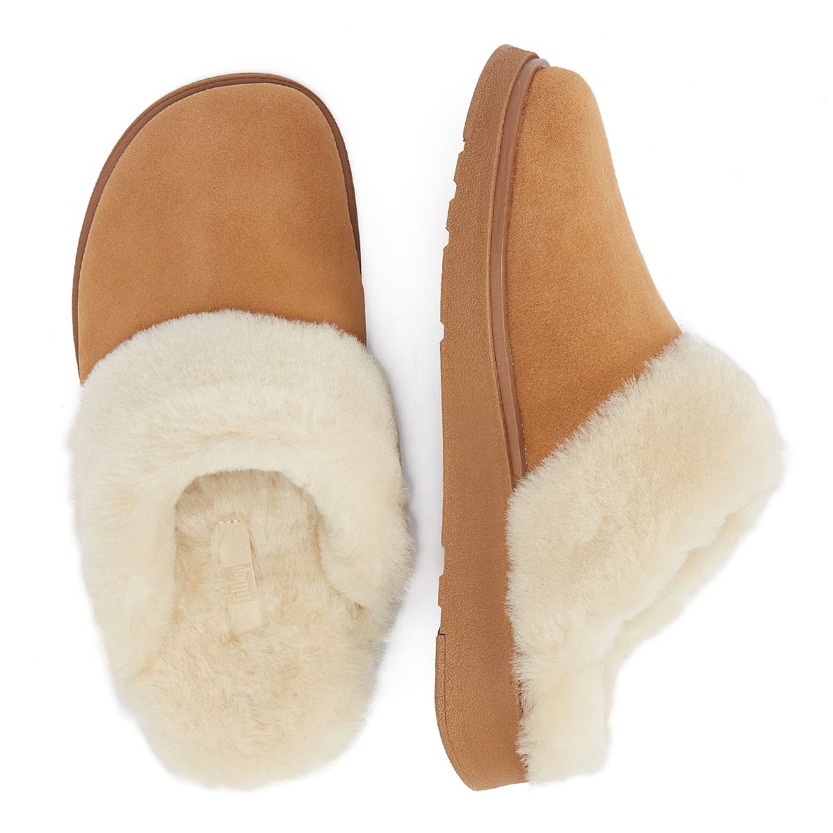 FitFlop Lammfellkragen Damen Hausschuhe In Beige