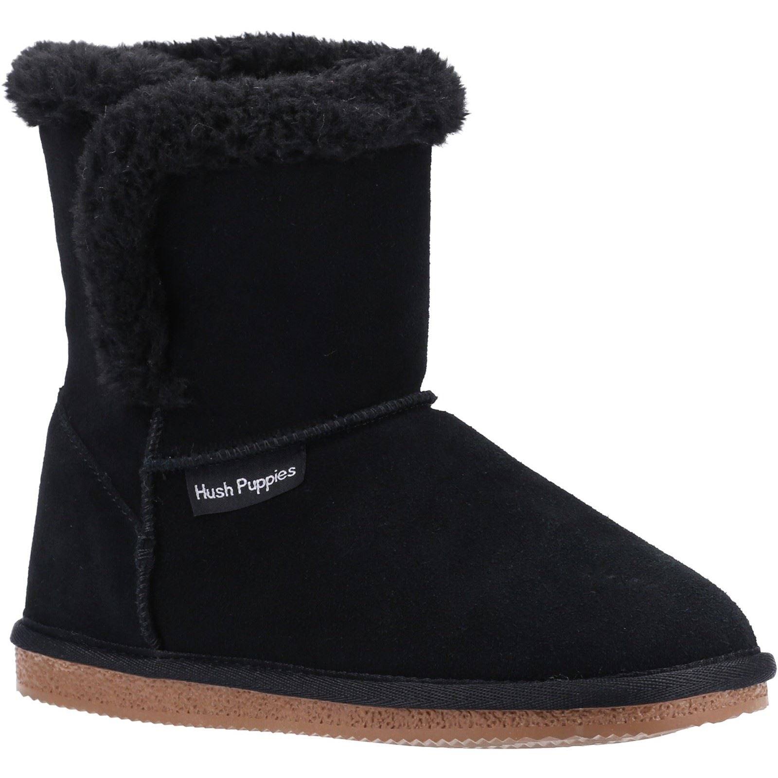 Hush Puppies Ashleigh Kunstpelz Damen Schwarze Farbe Hausschuhe