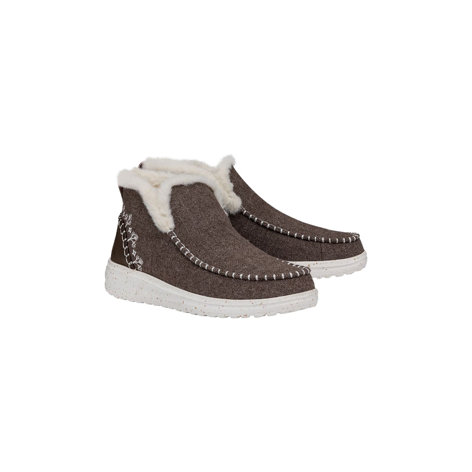 HEYDUDE Denny Wool Faux Shearling Damen-Walnussstiefel