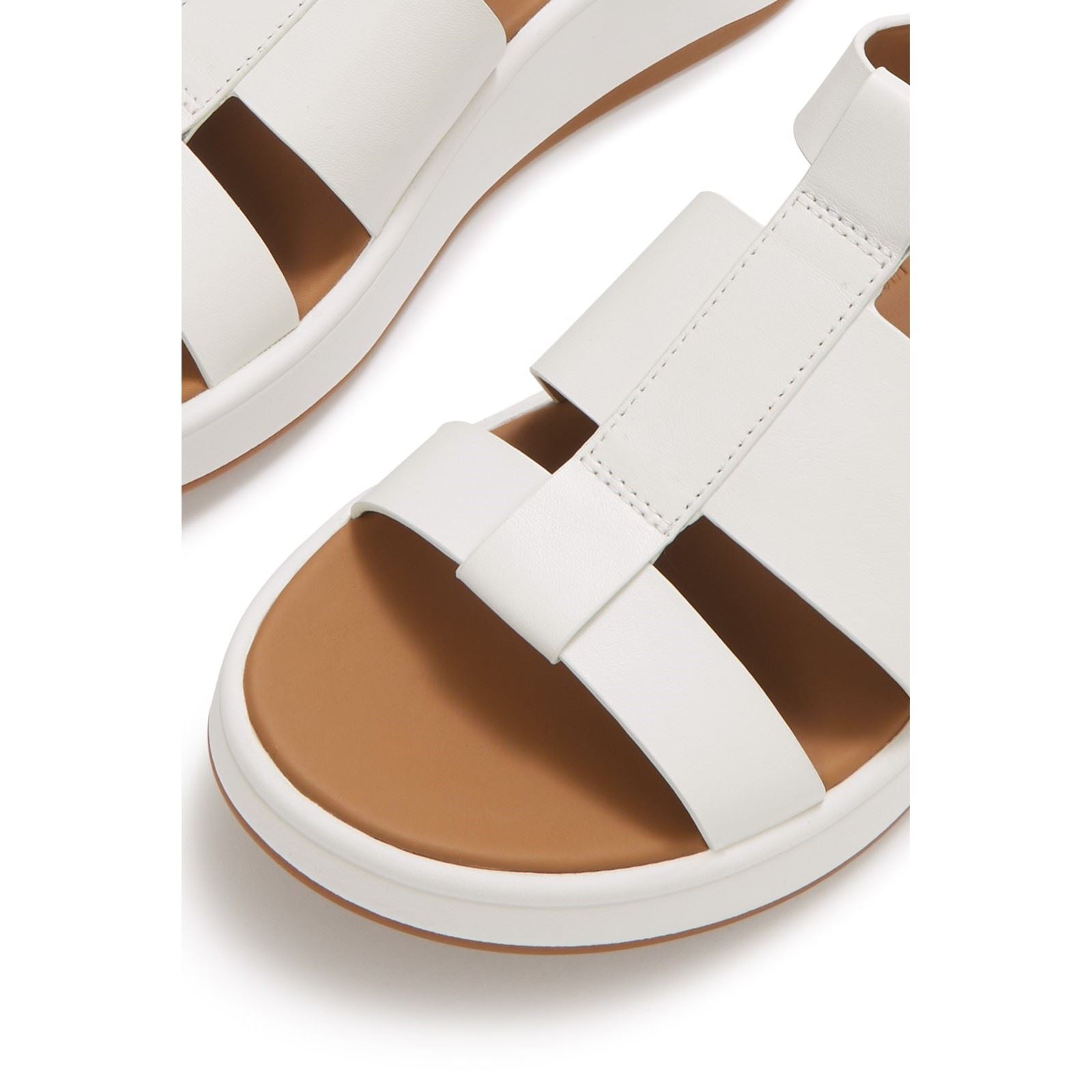 Fitflop F-Mode Fisherman Leder Damen Urban Weiße Schmale Sandalen