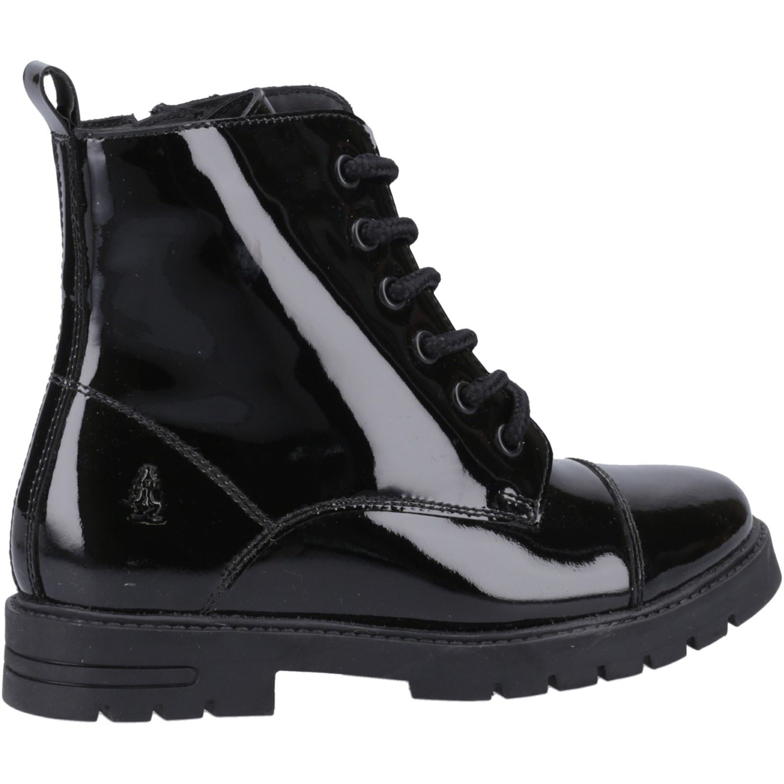 Hush Puppies Lauren Patent Junior Mädchen Schwarze Farbe Lederstiefel