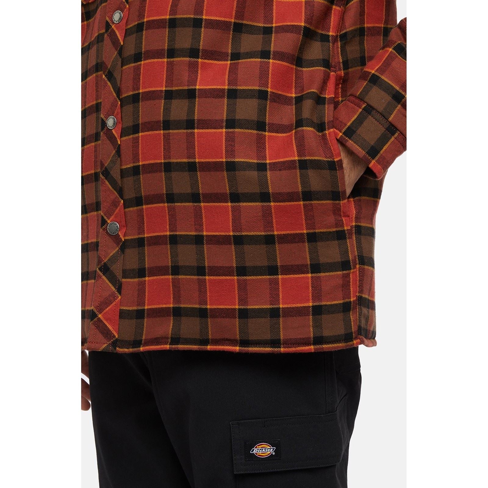 Dickies Fleece Hooded Flannel Shirt Herren Rotes Hemdjacke