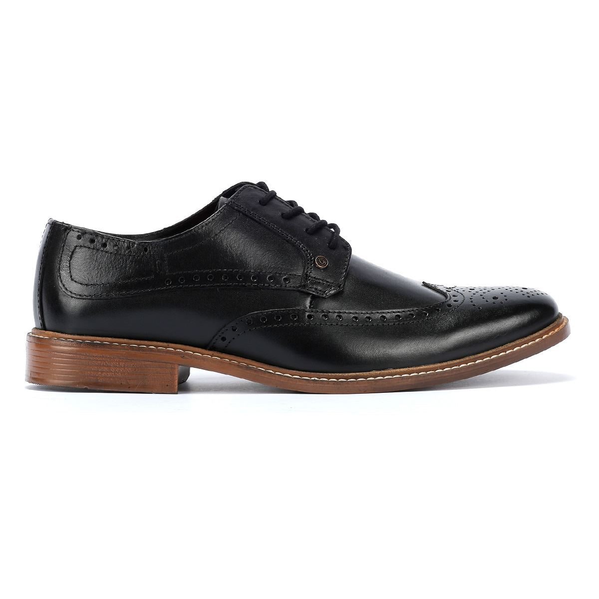 Lambretta Harvey Brogue Herren Schwarze Lederschuhe Zum Schnüren
