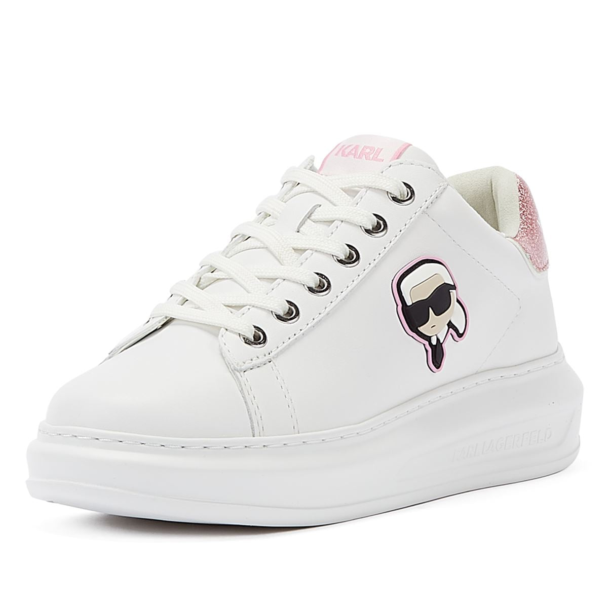 Karl Lagerfeld Kapri NFT Lo Lace Damenschuhe in Weiß/Pink.