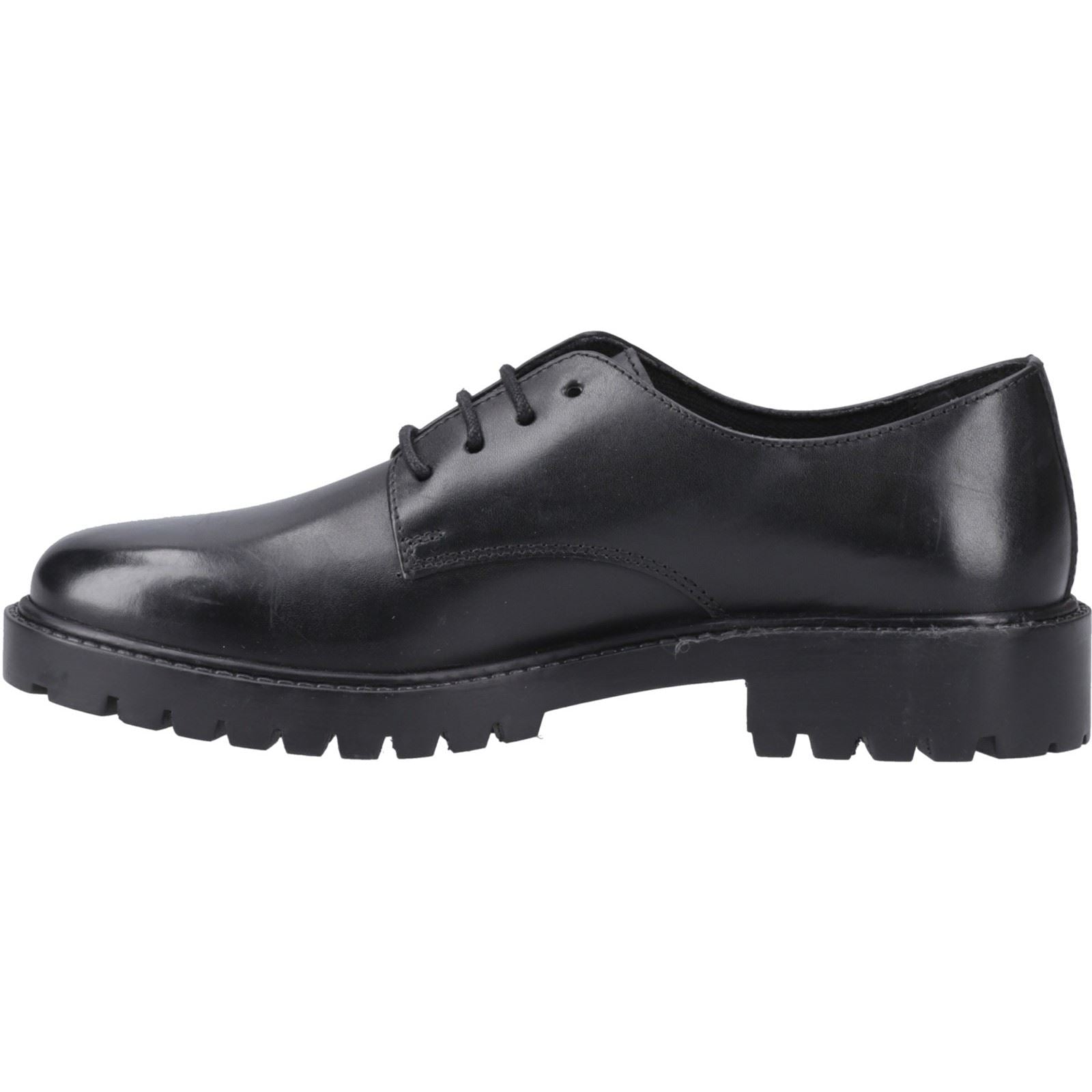 Hush Puppies Aubrey Lace Up Snr Mädchenschwarze Derby Schuhe Aus Leder