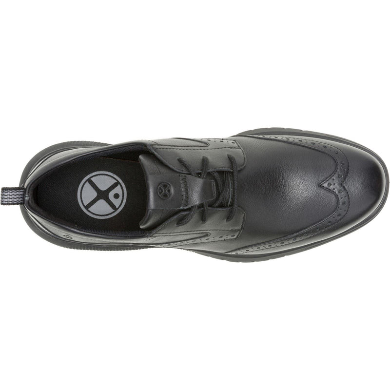 Hush Puppies Advance Leder Herrenschuhe In Schwarz/Schwarz Mit Schnürung