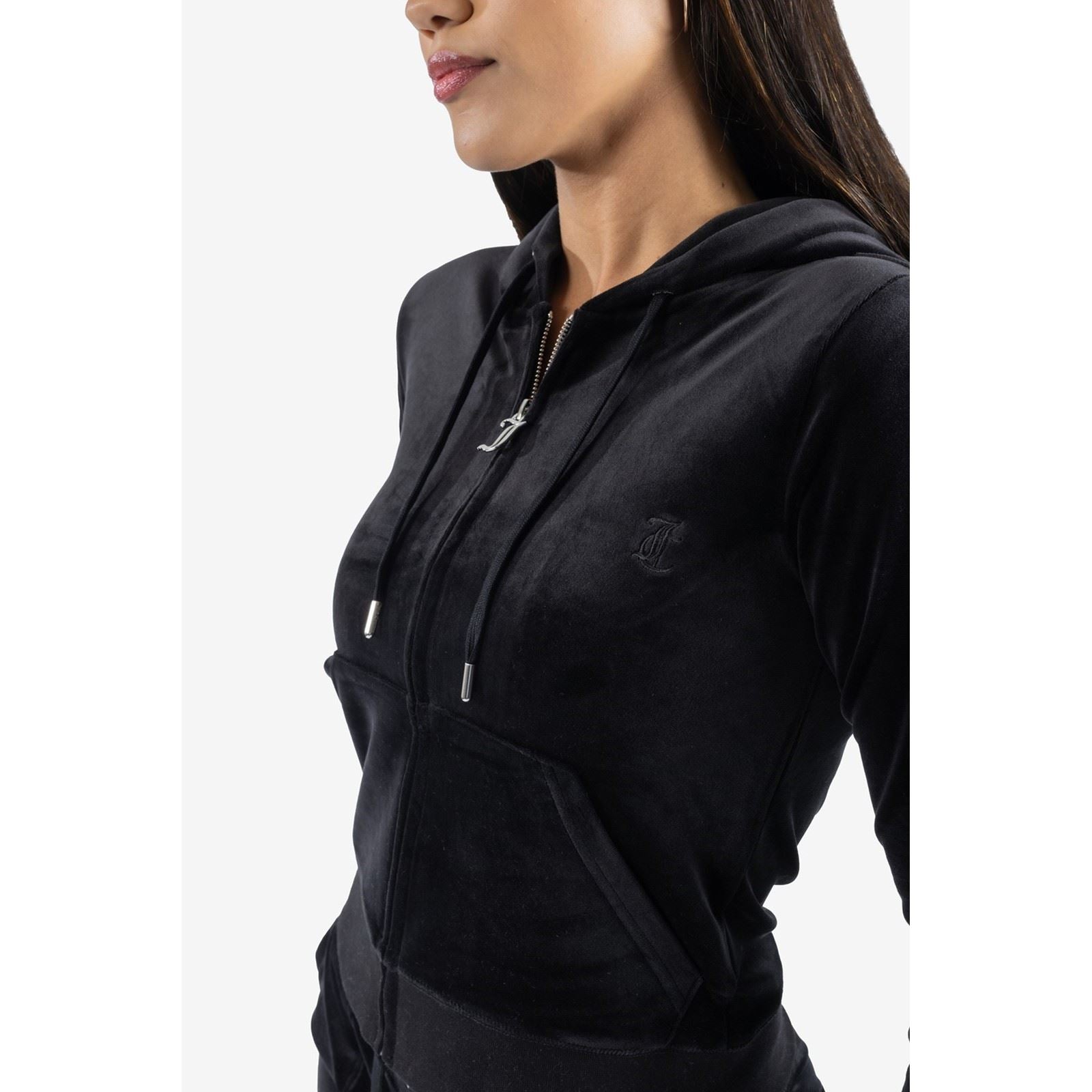 Juicy Couture Robertson Classic Jacket Polyester Damen Schwarz Kapuzen Sweatshirt