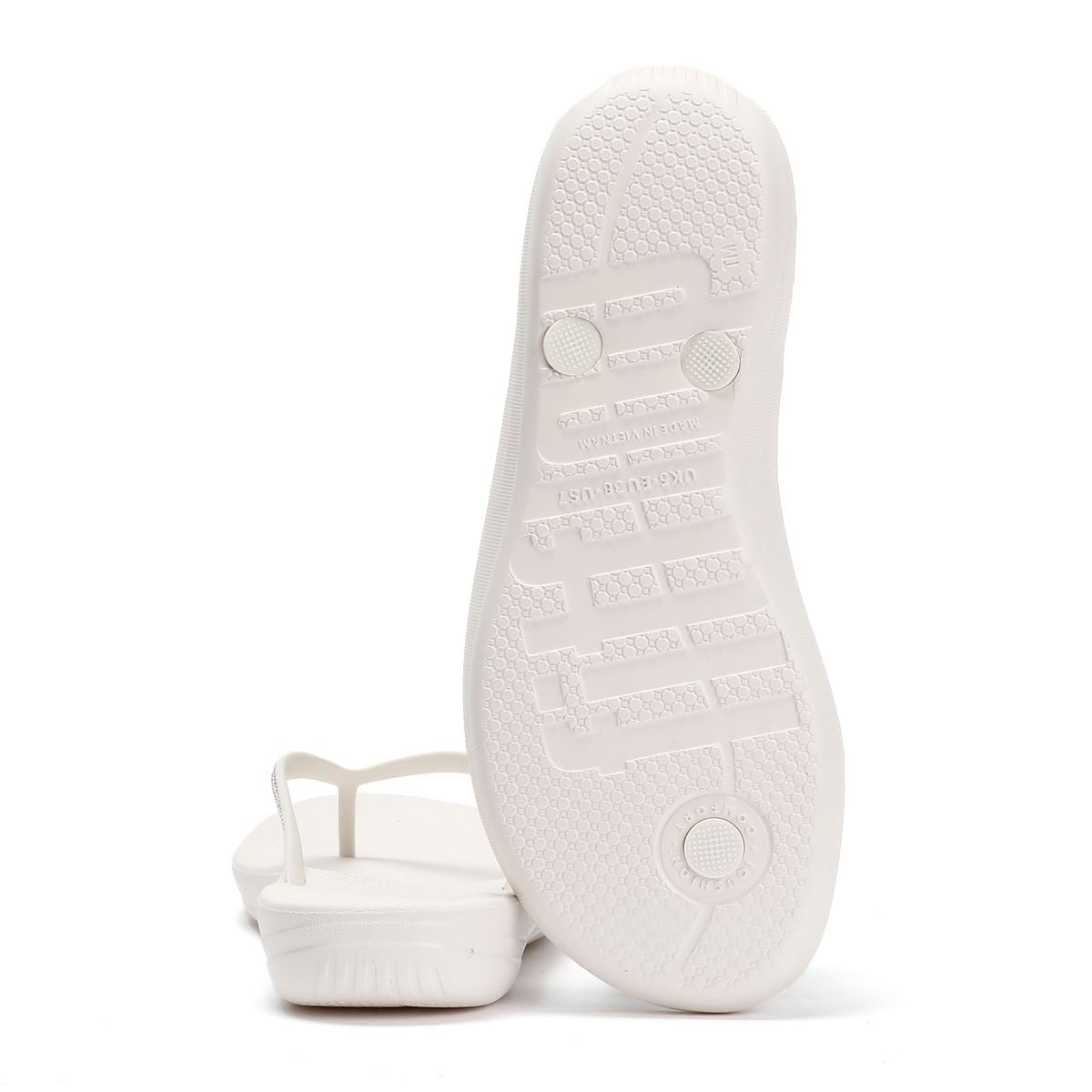 FitFlop Iqushion Sparkle Gummi Damen Weiße Flip-Flops