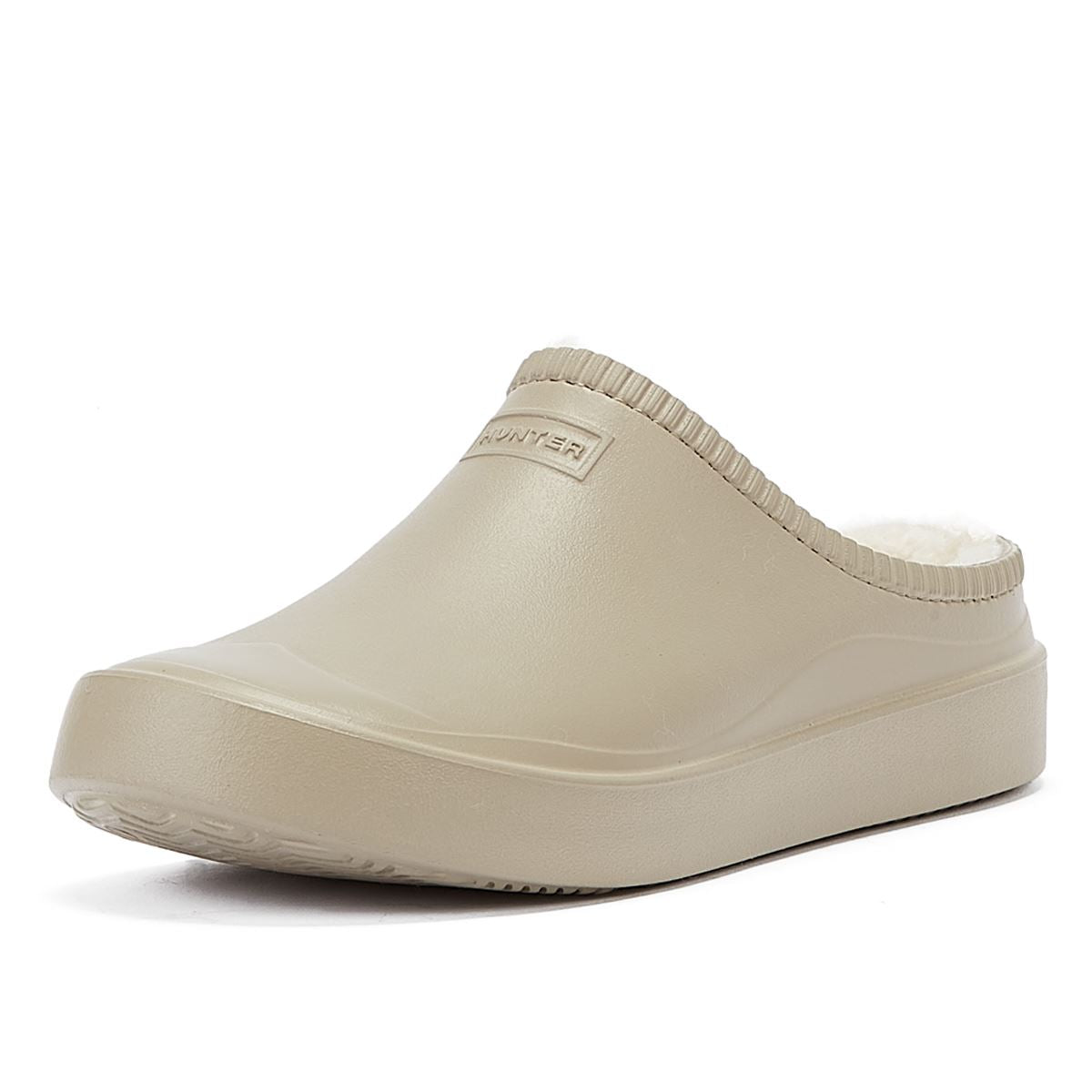 Hunter Bloom Gefütterte Mule Alloy Weiße Clogs