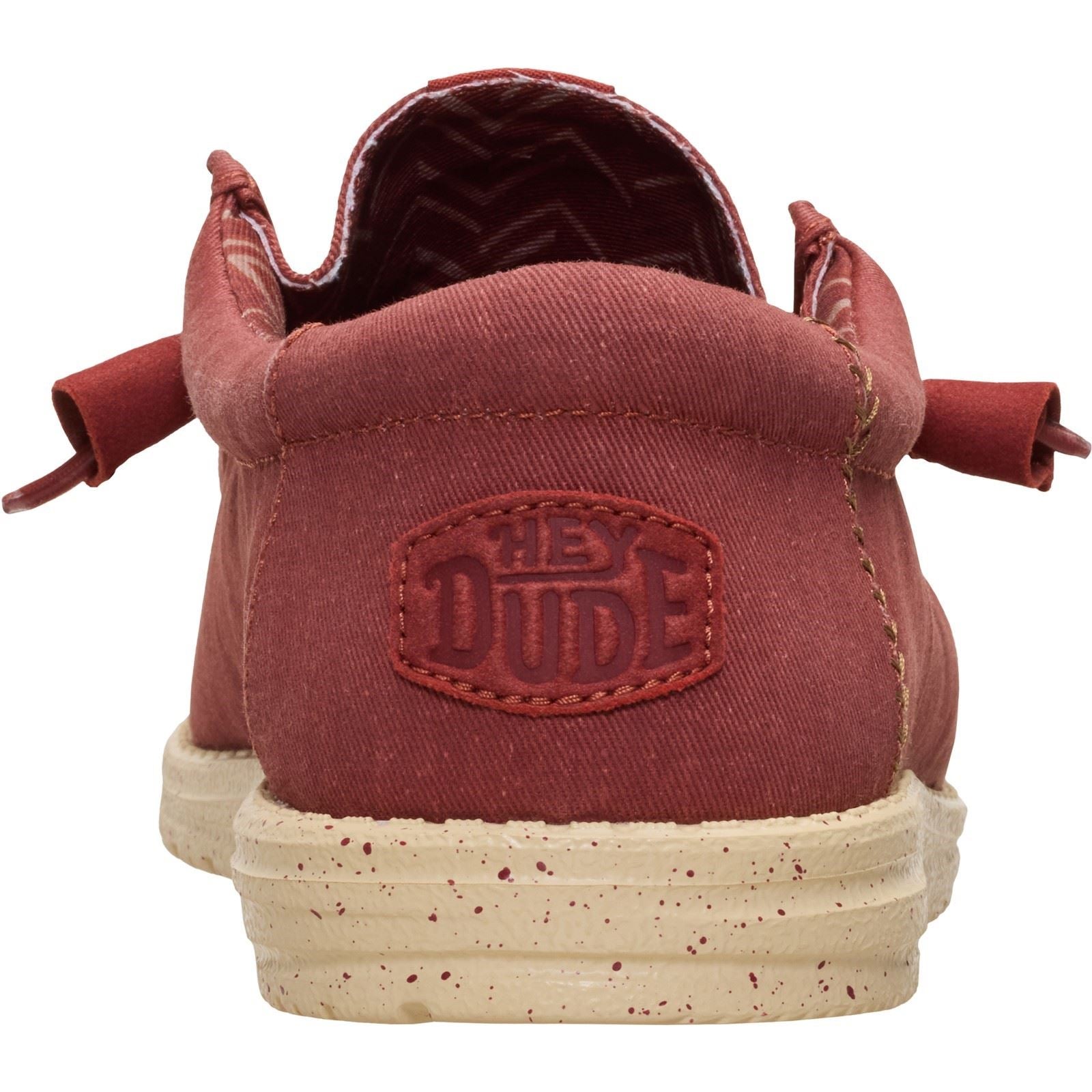 HEYDUDE Wally Stretch Canvas Textil Herren Loafers In Verbranntem Rot/Boulder Beige