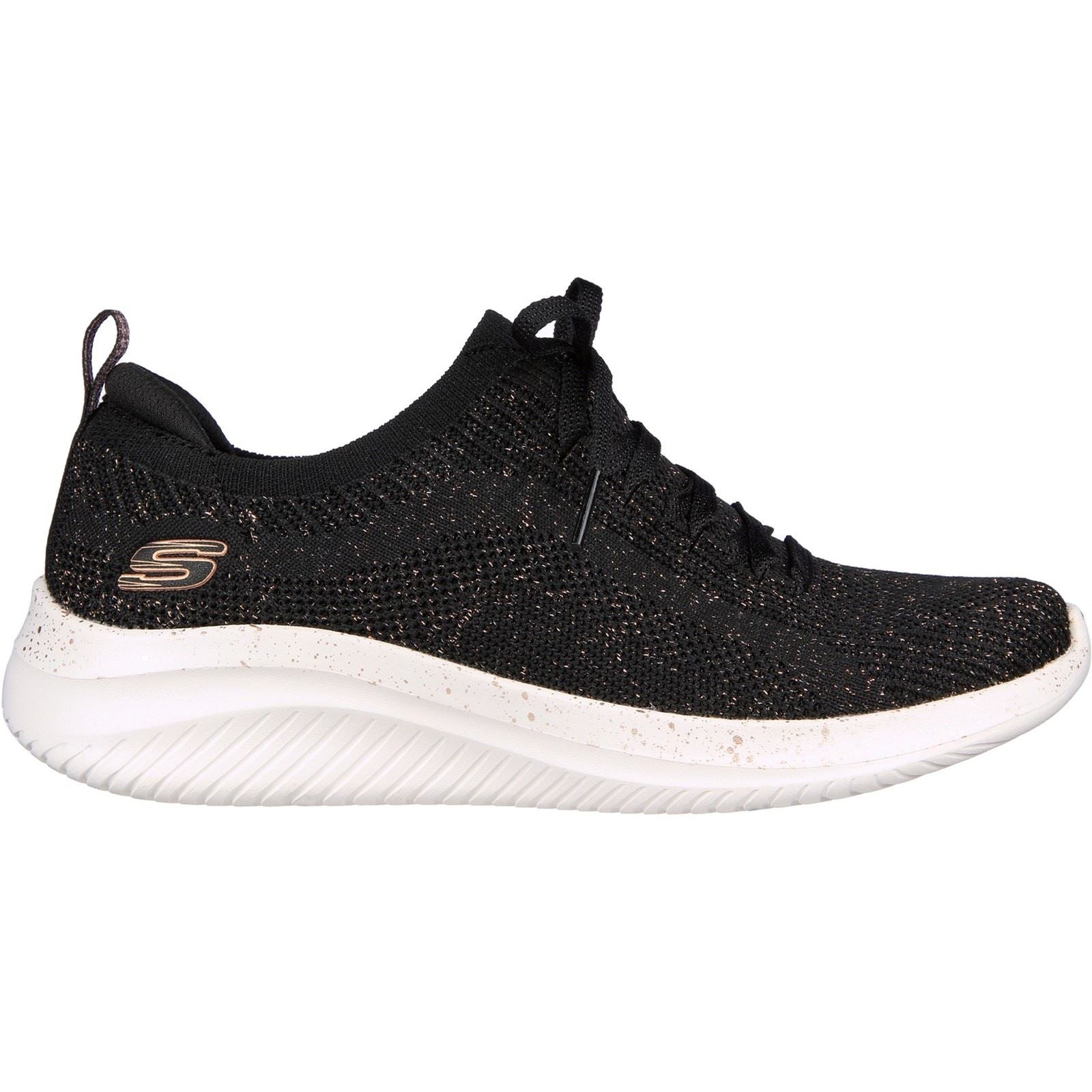 Skechers Ultra Flex 3.0 - Let's Dance Textile Damen Sneaker In Schwarz/Roségold