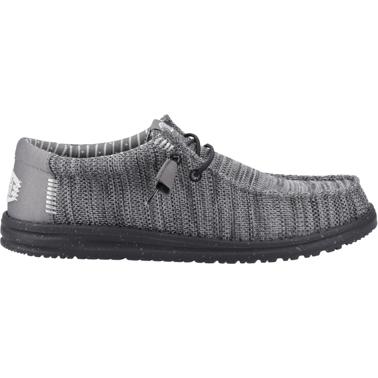 HEYDUDE Wally Stretch Mesh Polyester Herren Mokassin Schuhe in Granitgrau/Schwarz