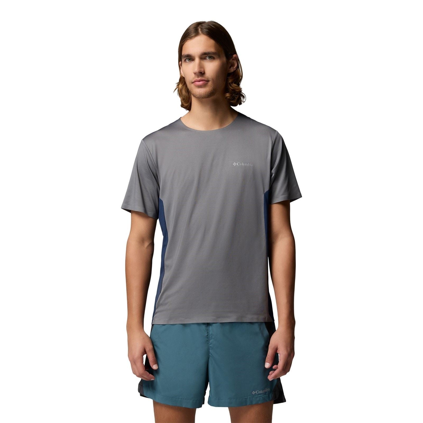Columbia Three Pitch SS Crew Polyester Herren Graue Activewear T-Shirts