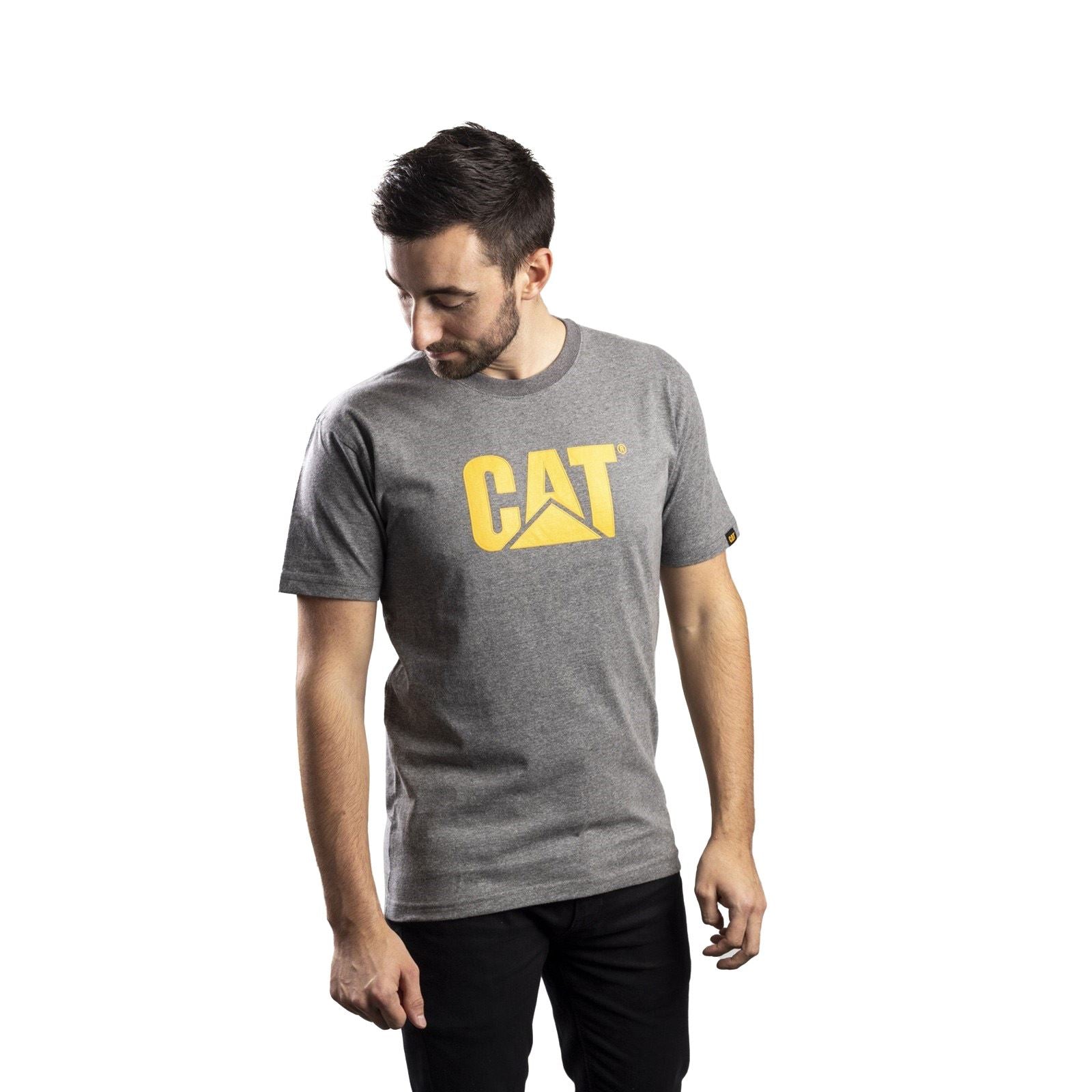 Caterpillar Trademark Logo Baumwoll Kurzarm T-Shirts Für Herren In Grau