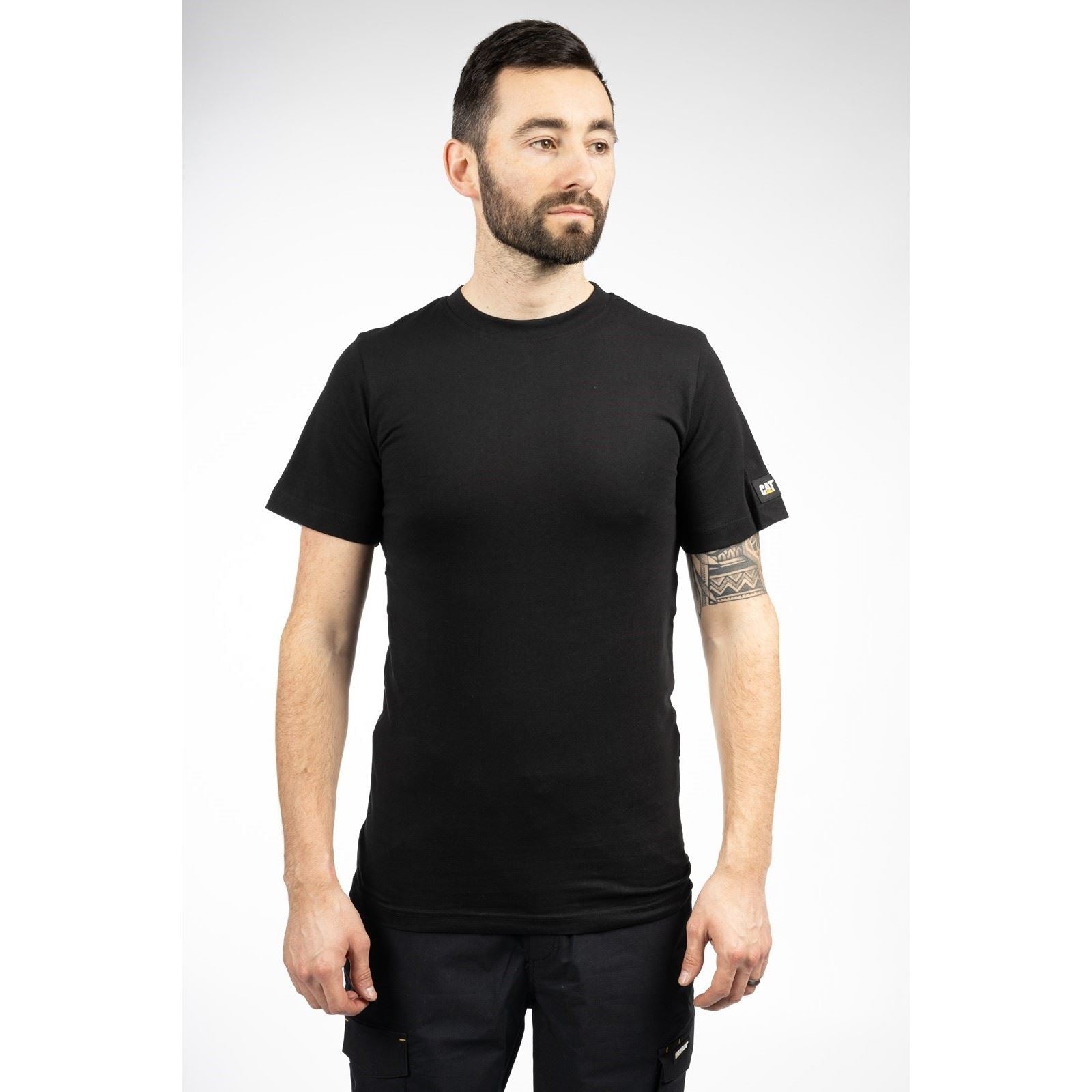 Caterpillar Essentials Short Sleeve Baumwoll Männer Schwarze Farbe Kurzarm-T-Shirts