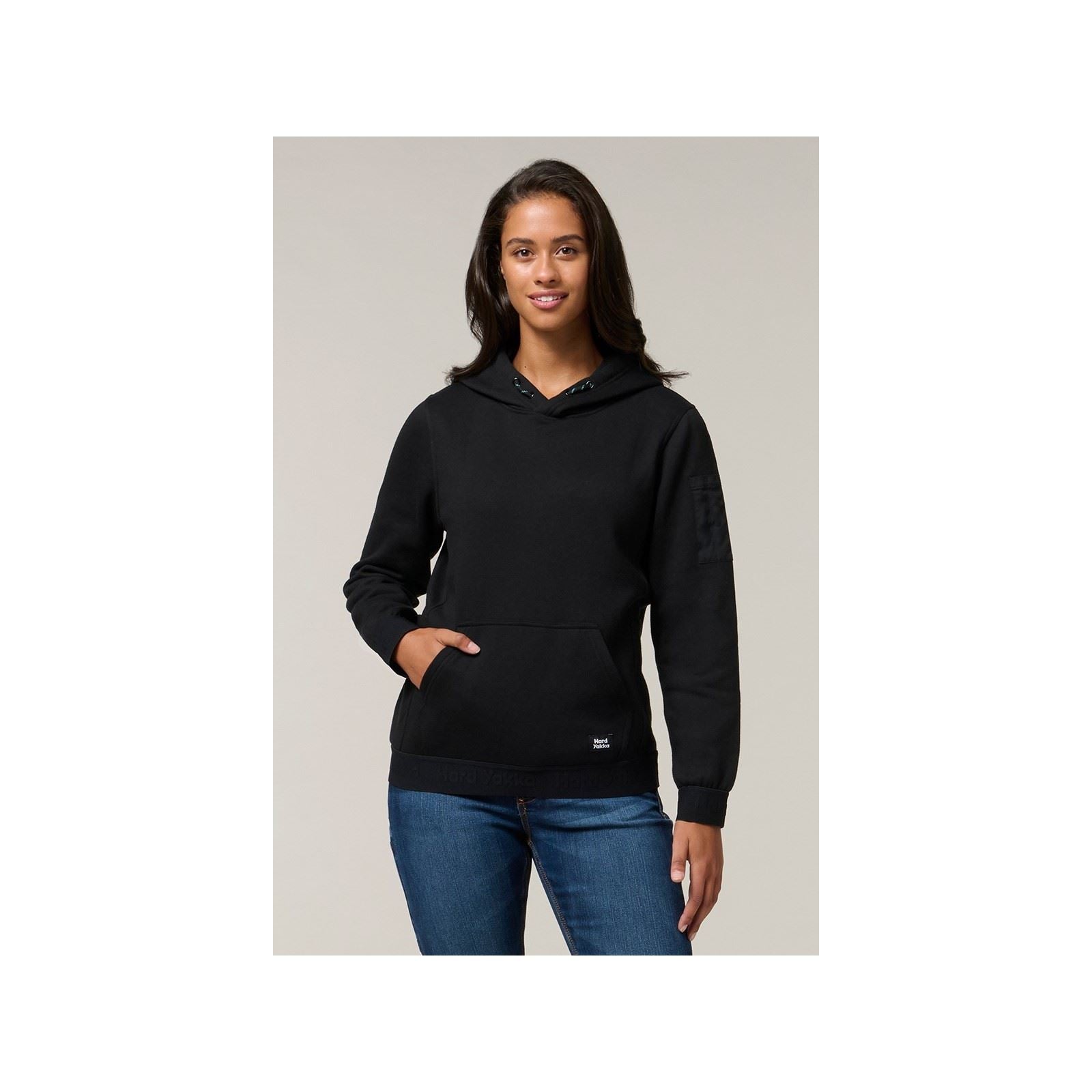 Hard Yakka Gladiator Baumwolle Damen Schwarz Kapuzenpullover