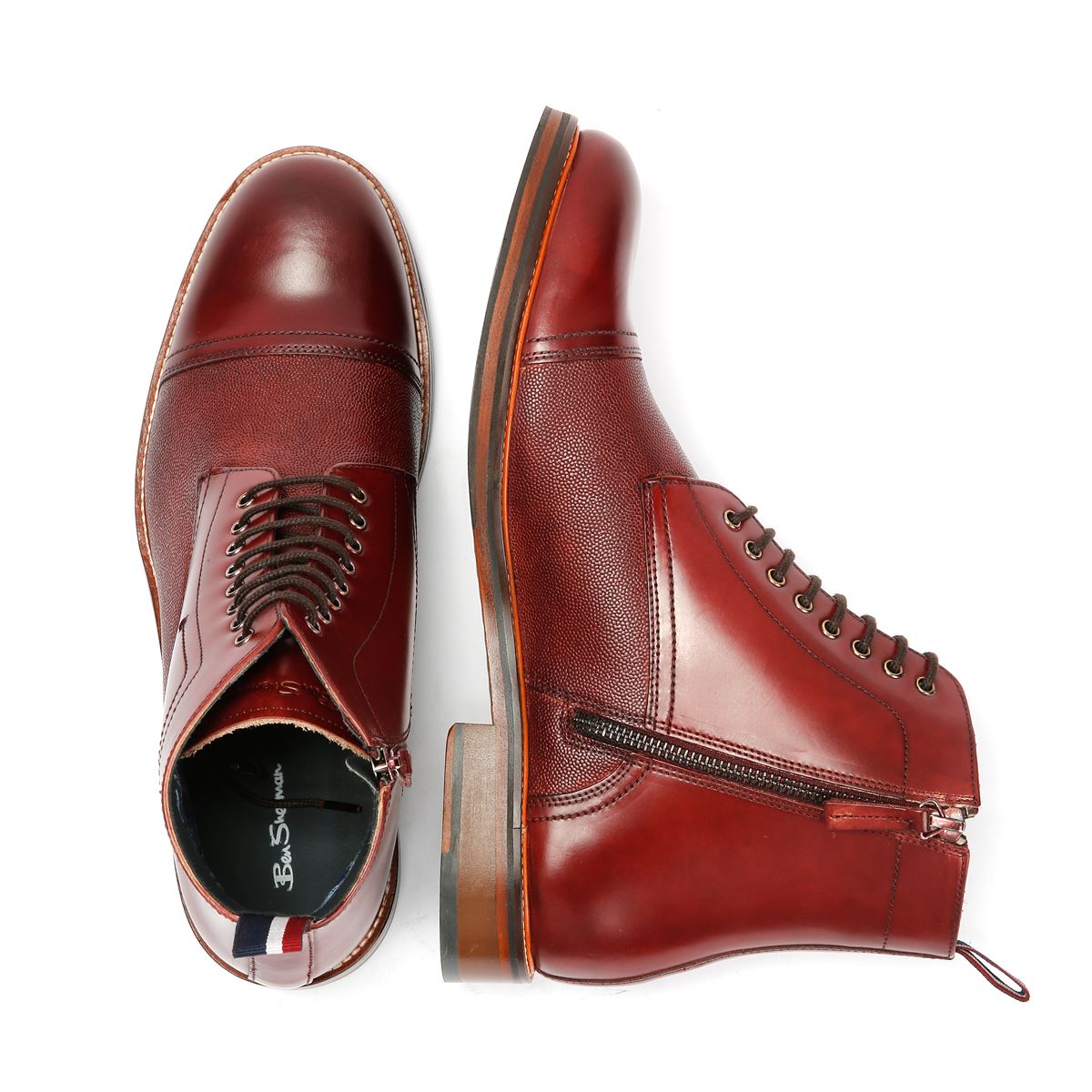 Ben Sherman Harrington Leder Herren Rote Stiefel