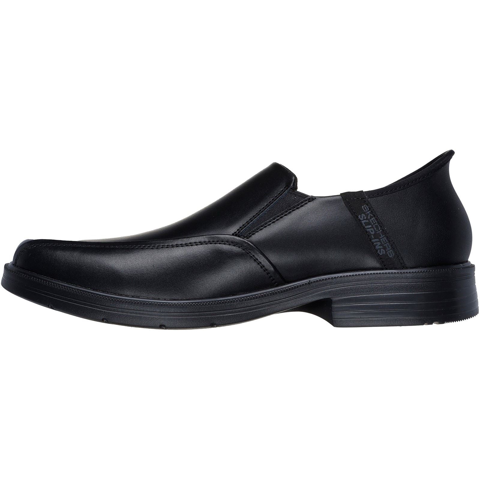 Skechers Caswell Frantone Leder Herren Schwarz Slipper Schuhe