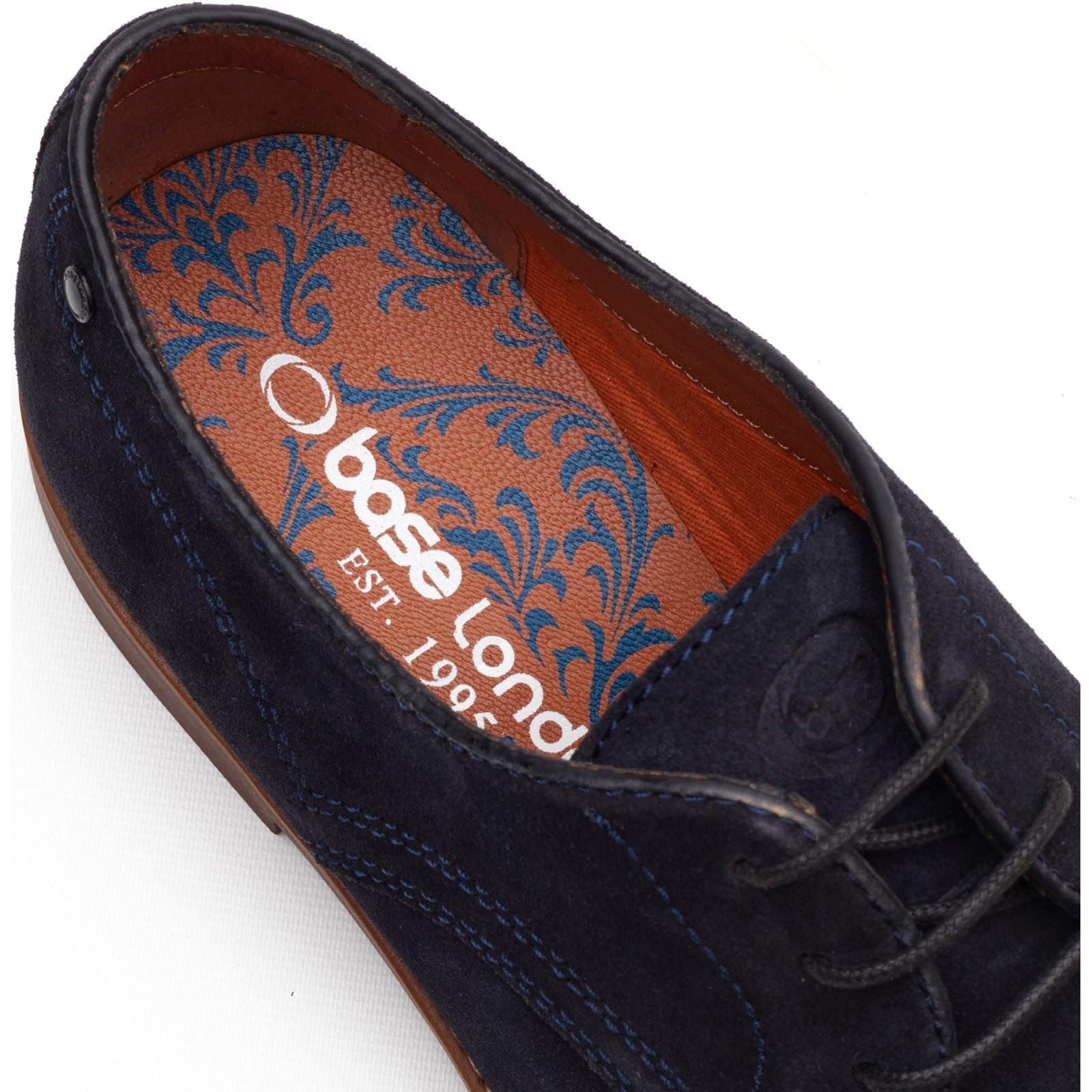 Base London Strand Lace Up Leder Herren Marineblaue Schnürschuhe