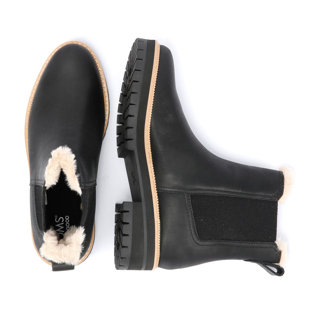 TOMS Bennet Leder Damenstiefel In Schwarz