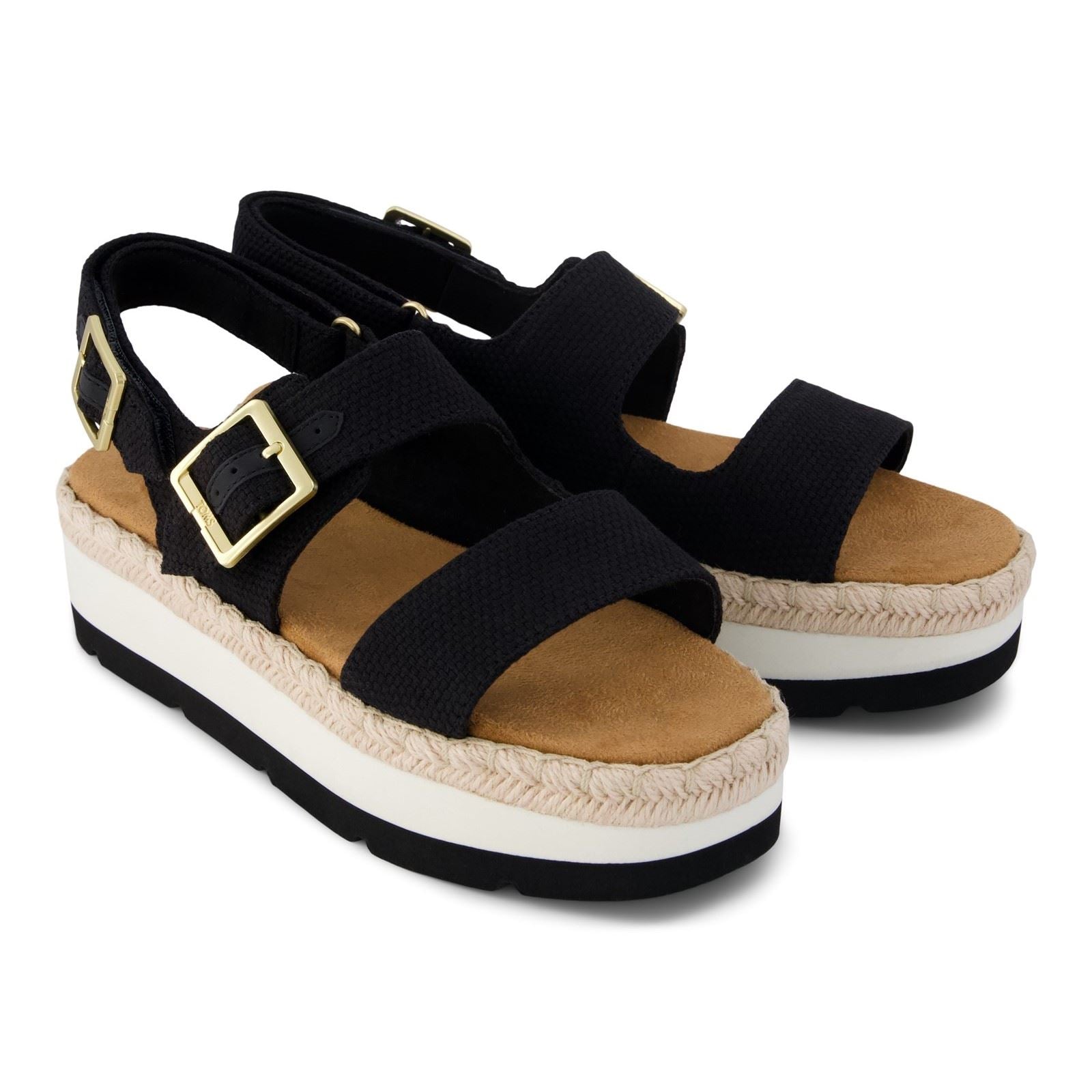 TOMS Giana Textil Frauen Schwarze Strandsandalen
