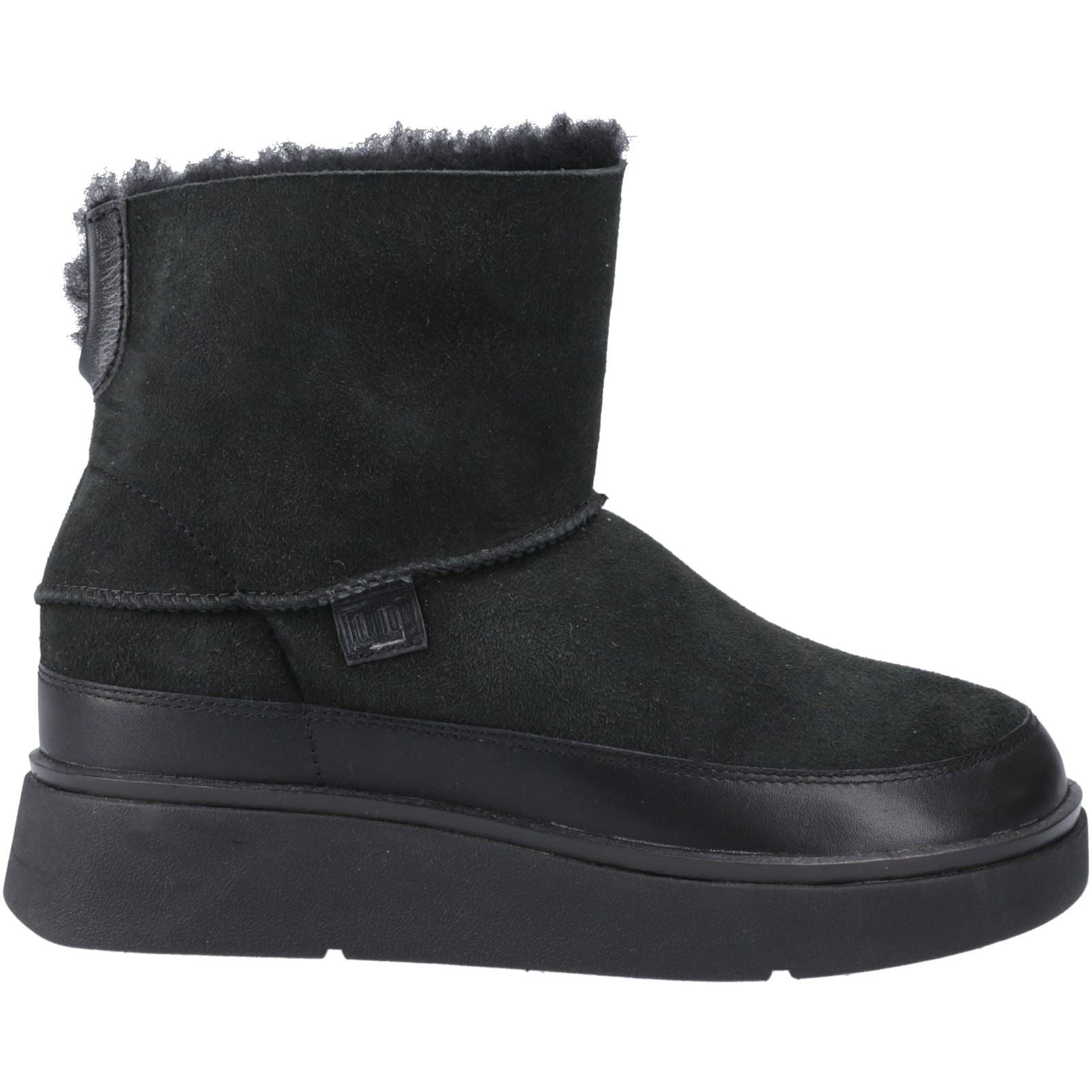 Fitflop Gen-FF Mini Double-Faced Leder Damen Ganz in Schwarz Stiefel