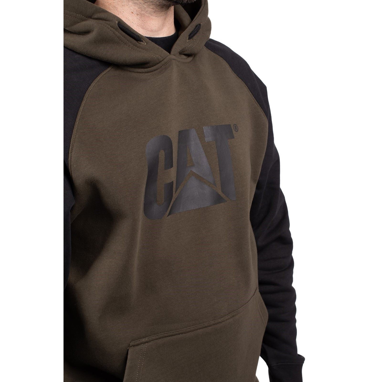 Caterpillar Raglan Baumwolle Herren Grünes Kapuzensweatshirt