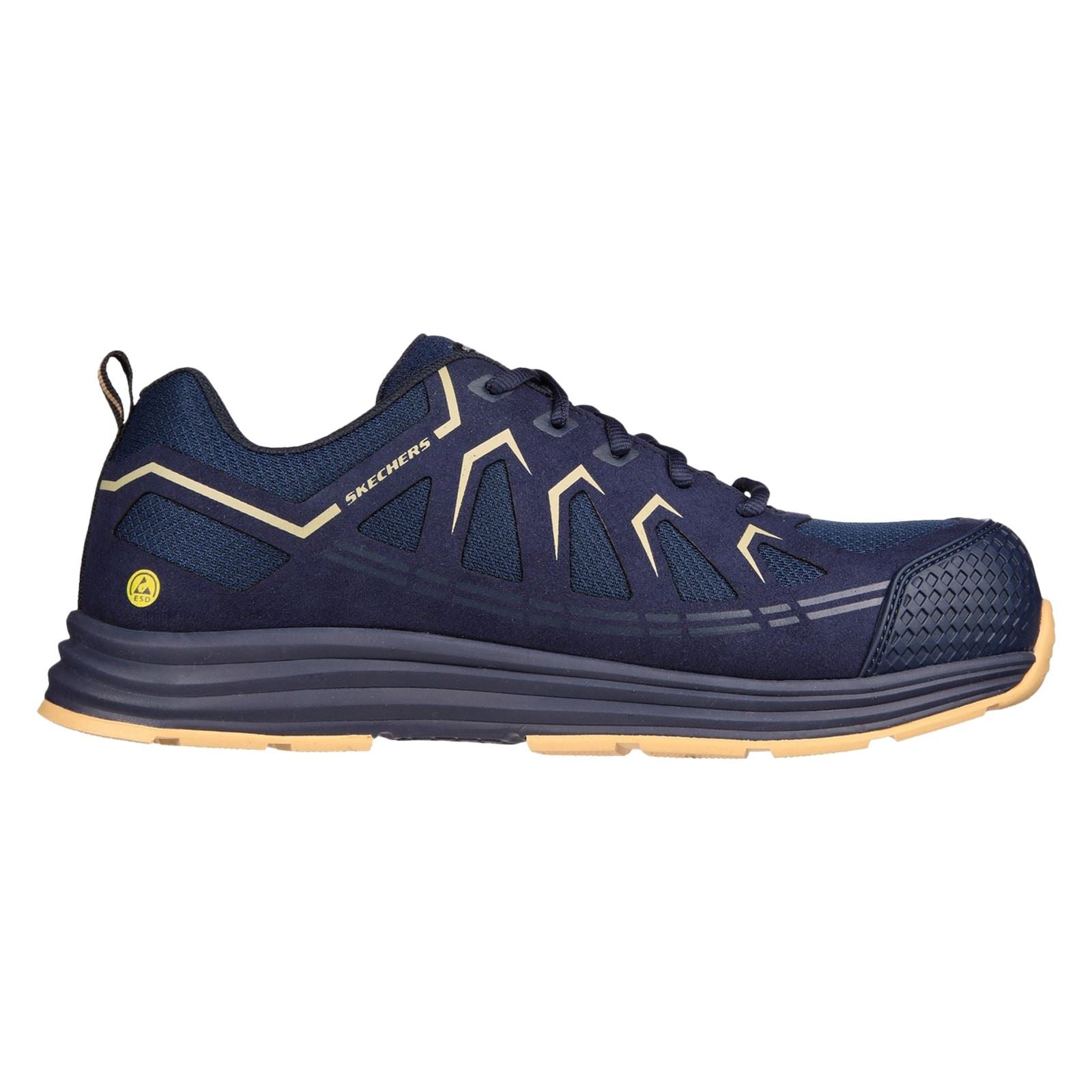 Skechers Workwear Malad II Textile Herren Sicherheits Sneaker In Marineblau/Tan