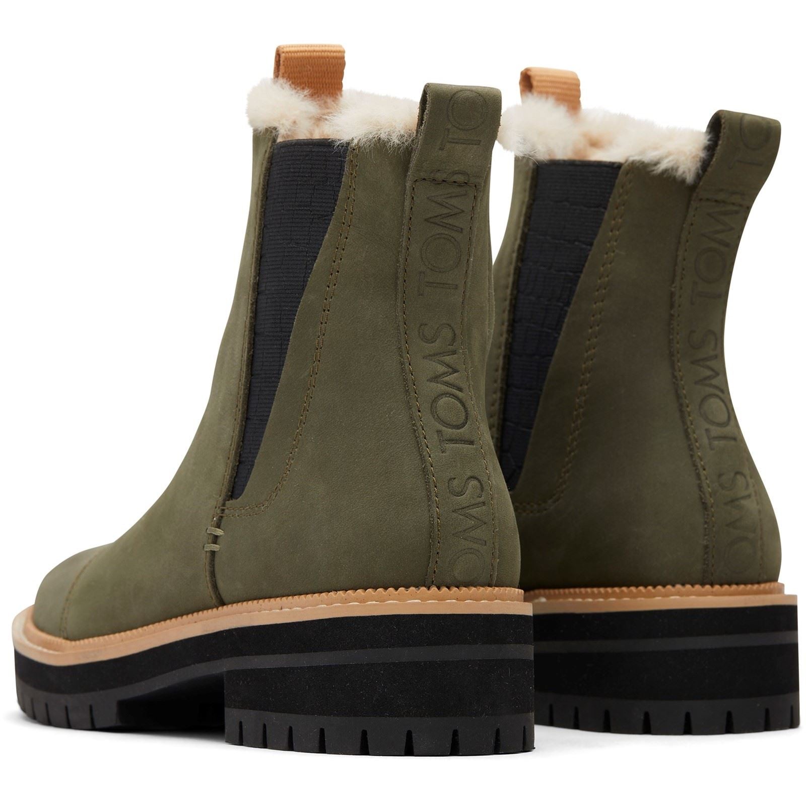 TOMS Dakota Leder Damen Tarmac Olive Oiled Nubuk Stiefel