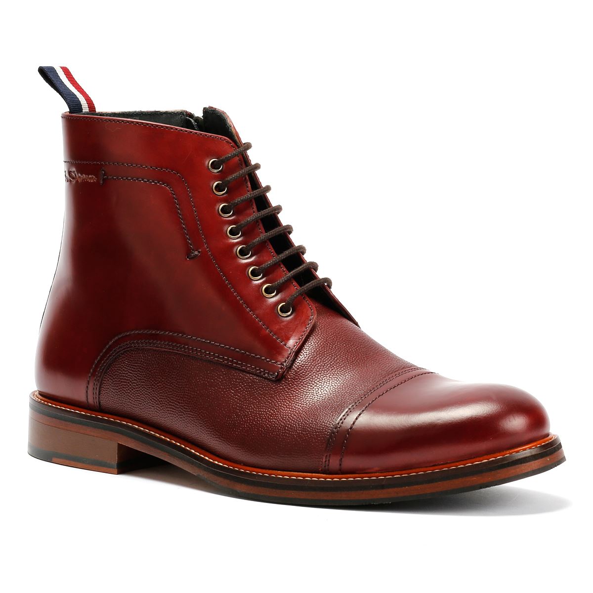 Ben Sherman Harrington Leder Herren Rote Stiefel