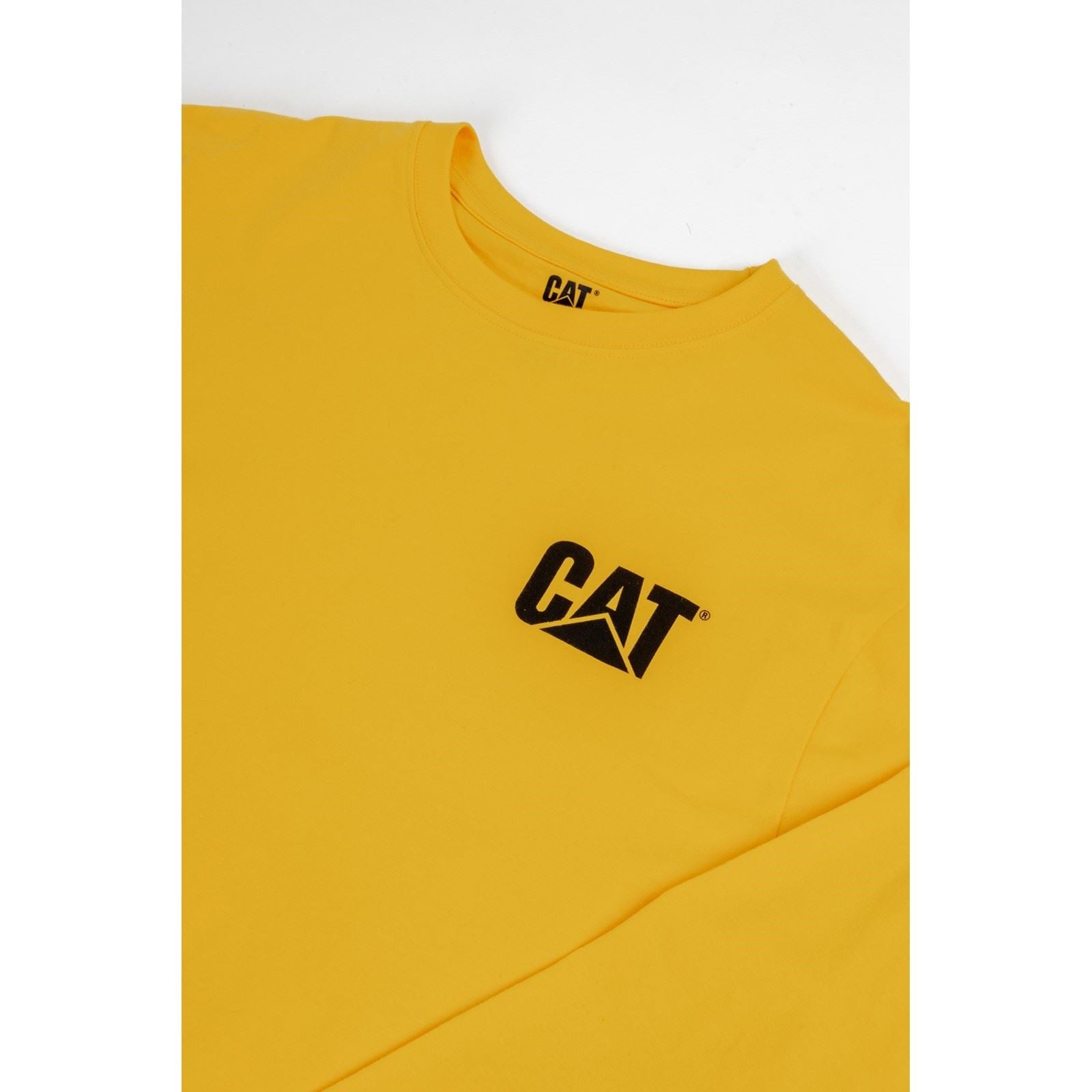 Caterpillar Trademark Banner Long Sleeve Baumwoll Herren Gelbes T-Shirt