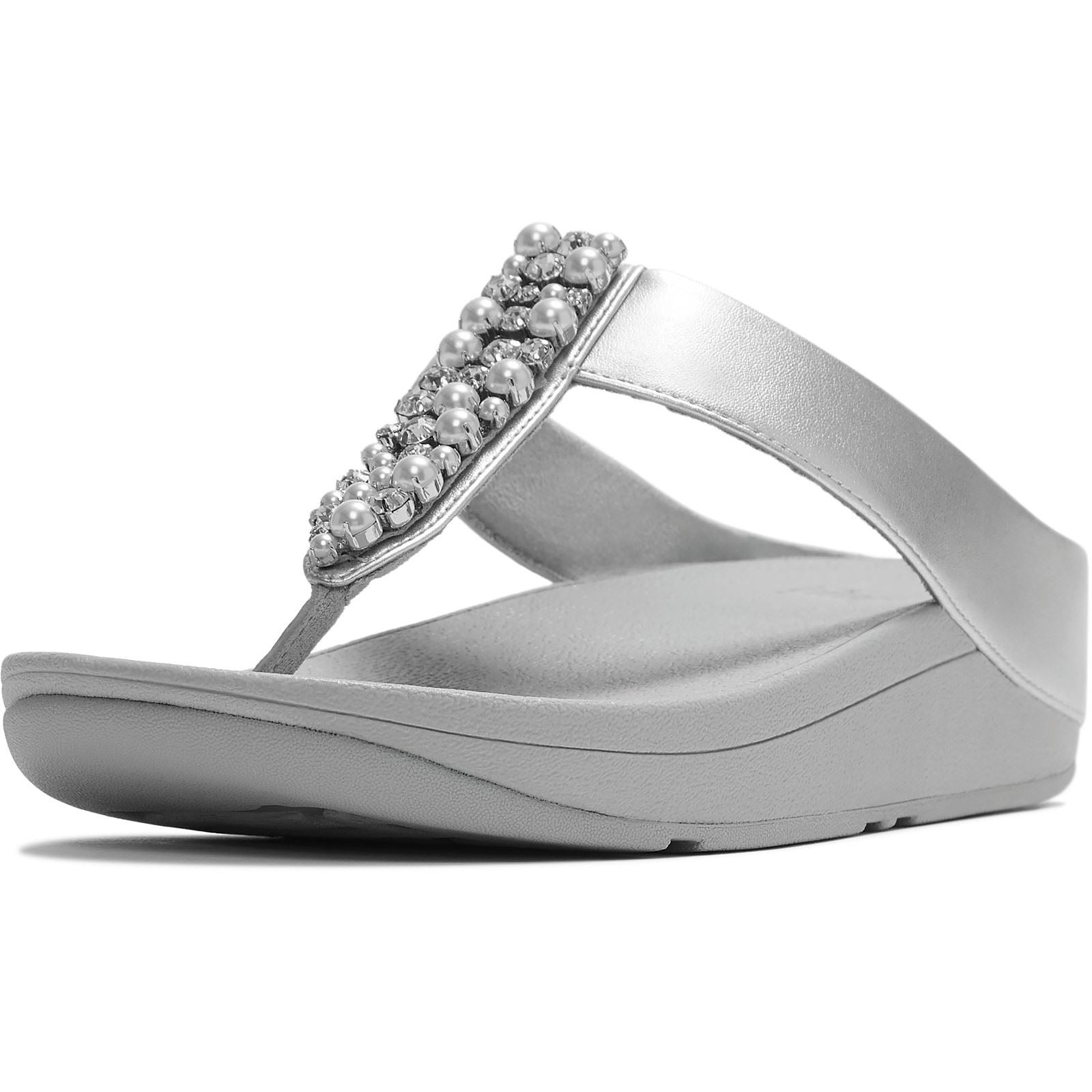 Fitflop Fino Toe-Post Polyurethan Damen Silber Sandalen
