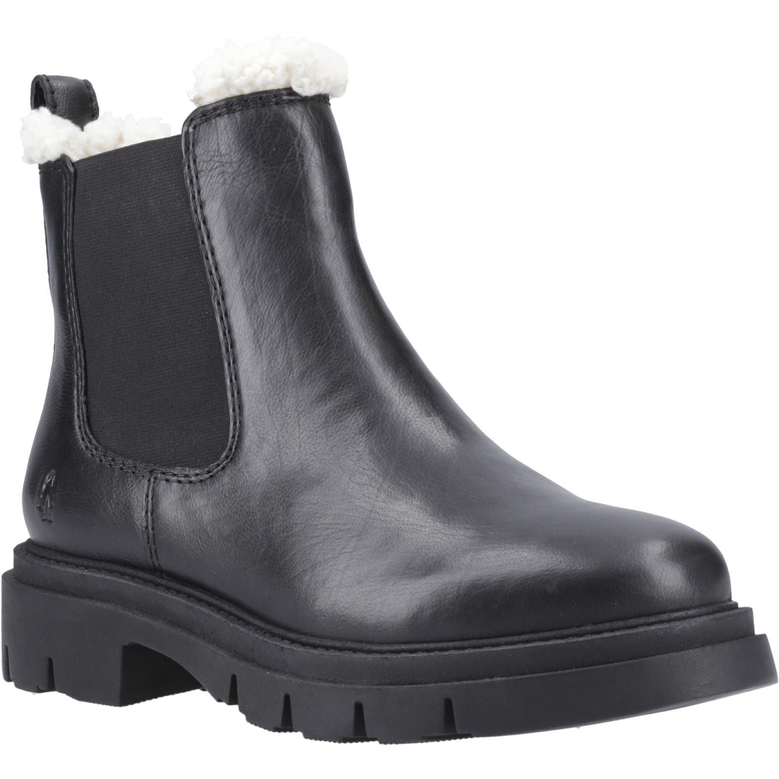 Hush Puppies Raya Shearling Boot Damen Chelsea Stiefel Aus Schwarzem Leder
