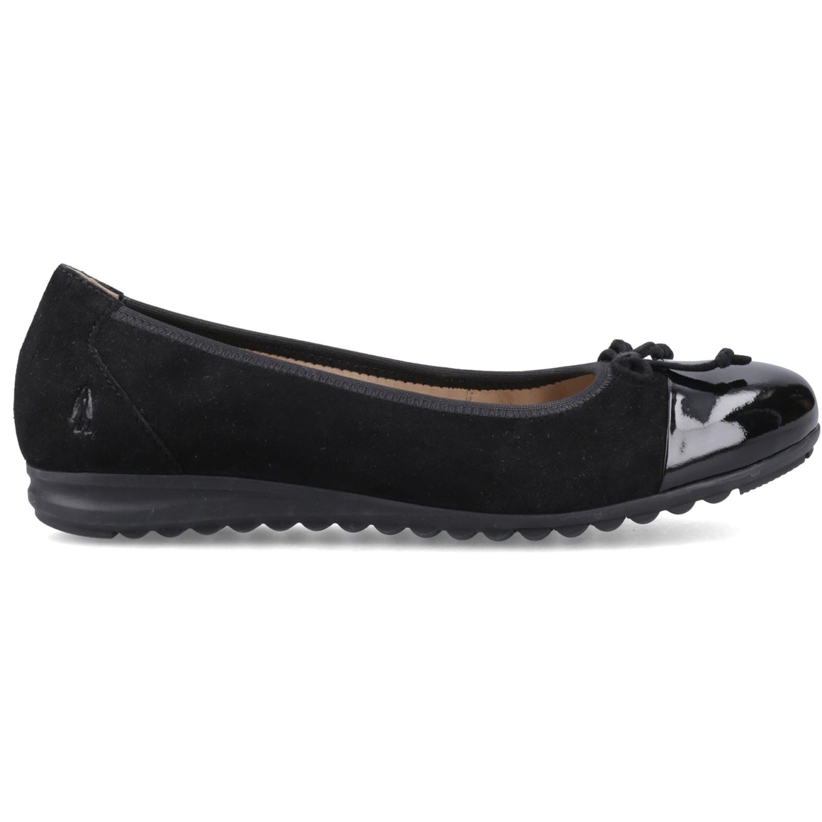 Hush Puppies Laurie Toe Cap Leder Damen Schwarze Ballerinas