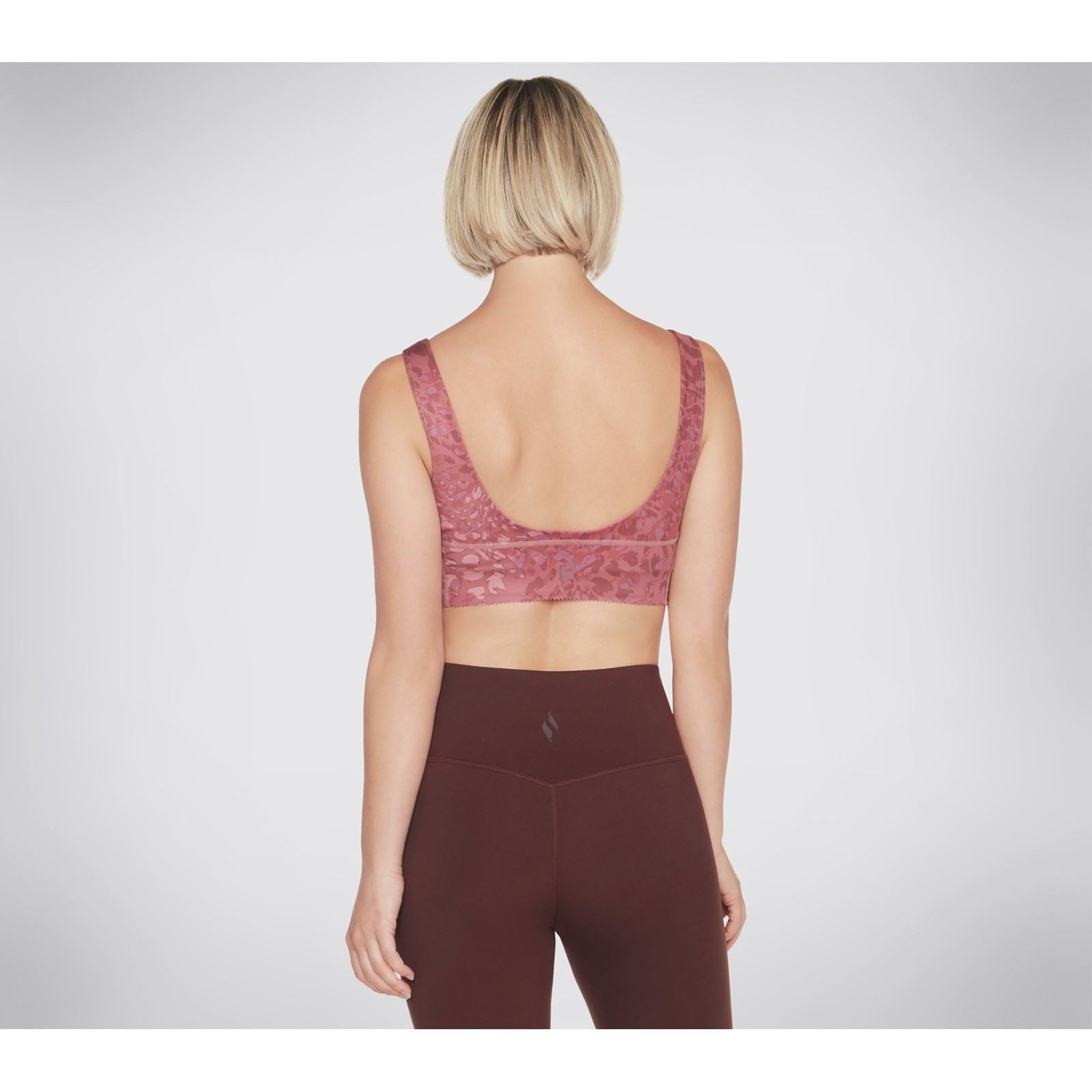 Skechers Performance Gosculpt Leopard Longline Bra Polyester Damen Pink Sport-Bh