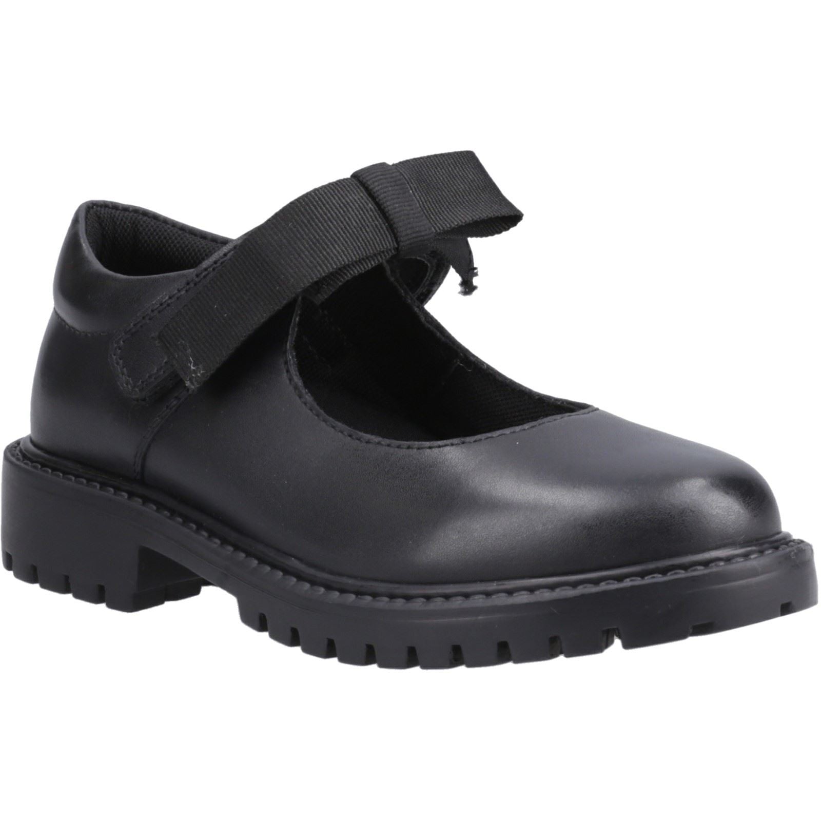 Hush Puppies Astrid Bow Mädchenschuhe Aus Schwarzem Leder