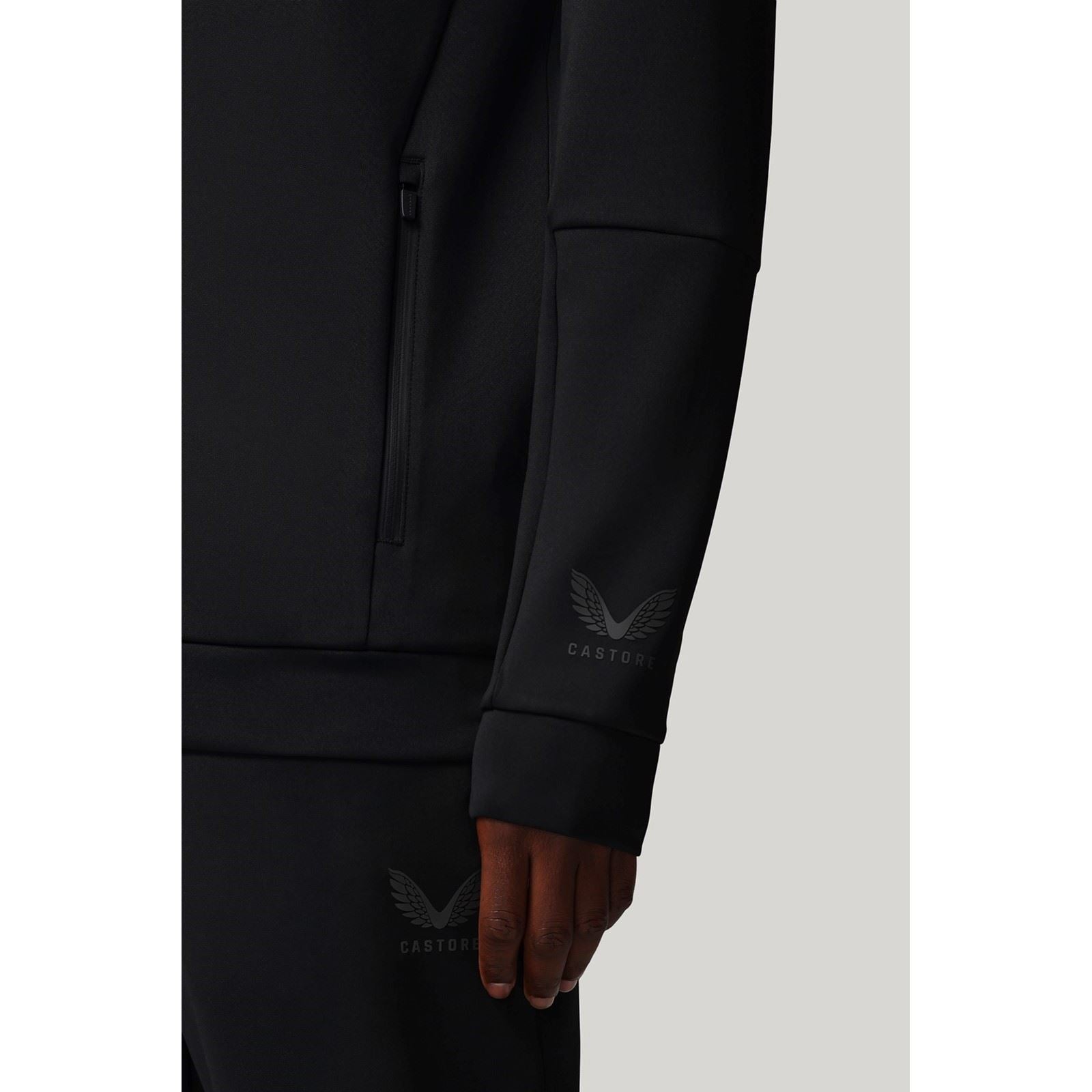 Castore Flex Full Zip Herren Schwarzes Kapuzensweatshirt