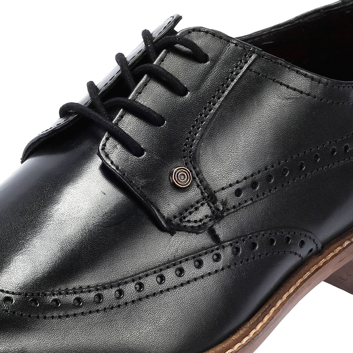 Lambretta Harvey Brogue Herren Schwarze Lederschuhe Zum Schnüren