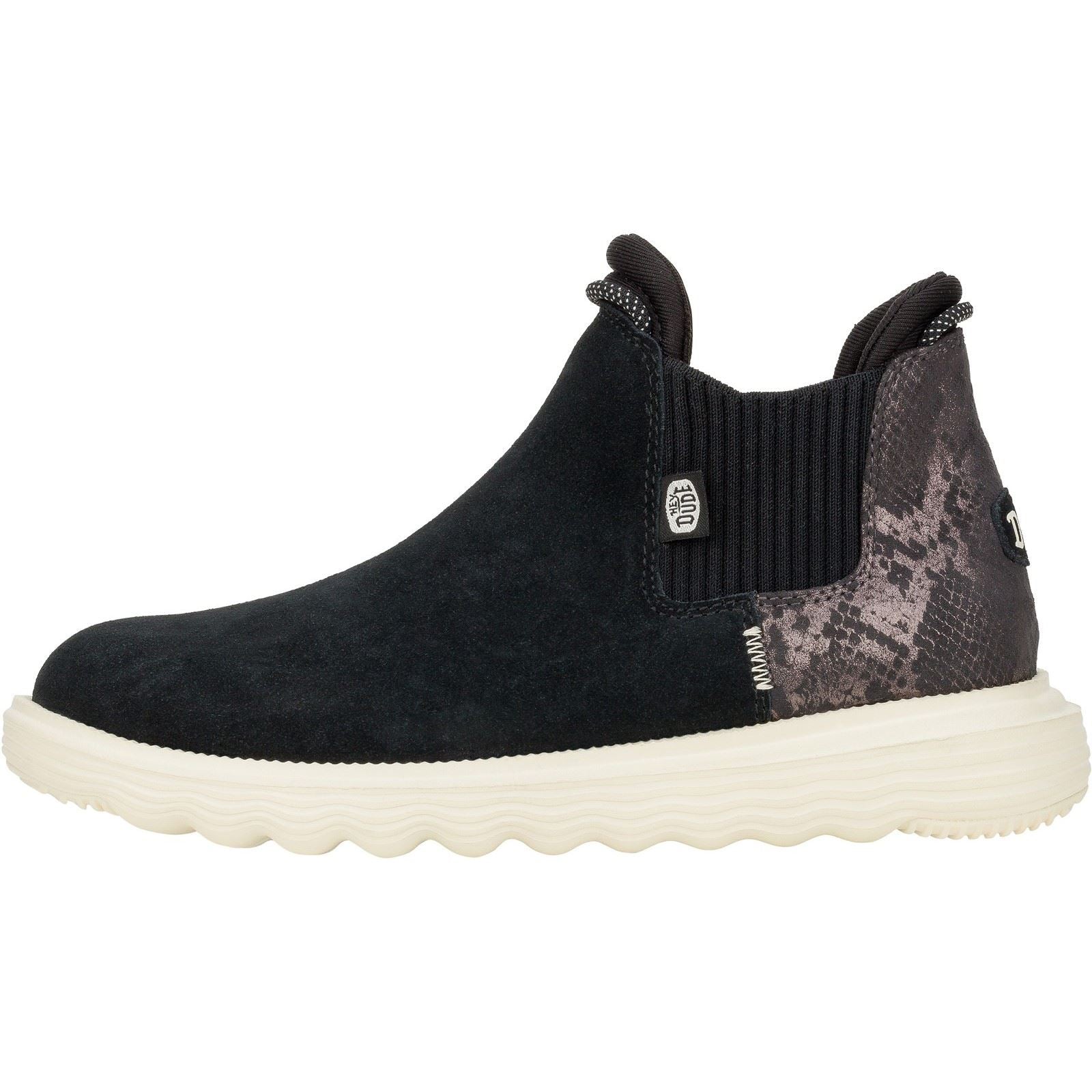 HEYDUDE Branson Novelty Leder Damen Schwarz/Schlange Stiefel
