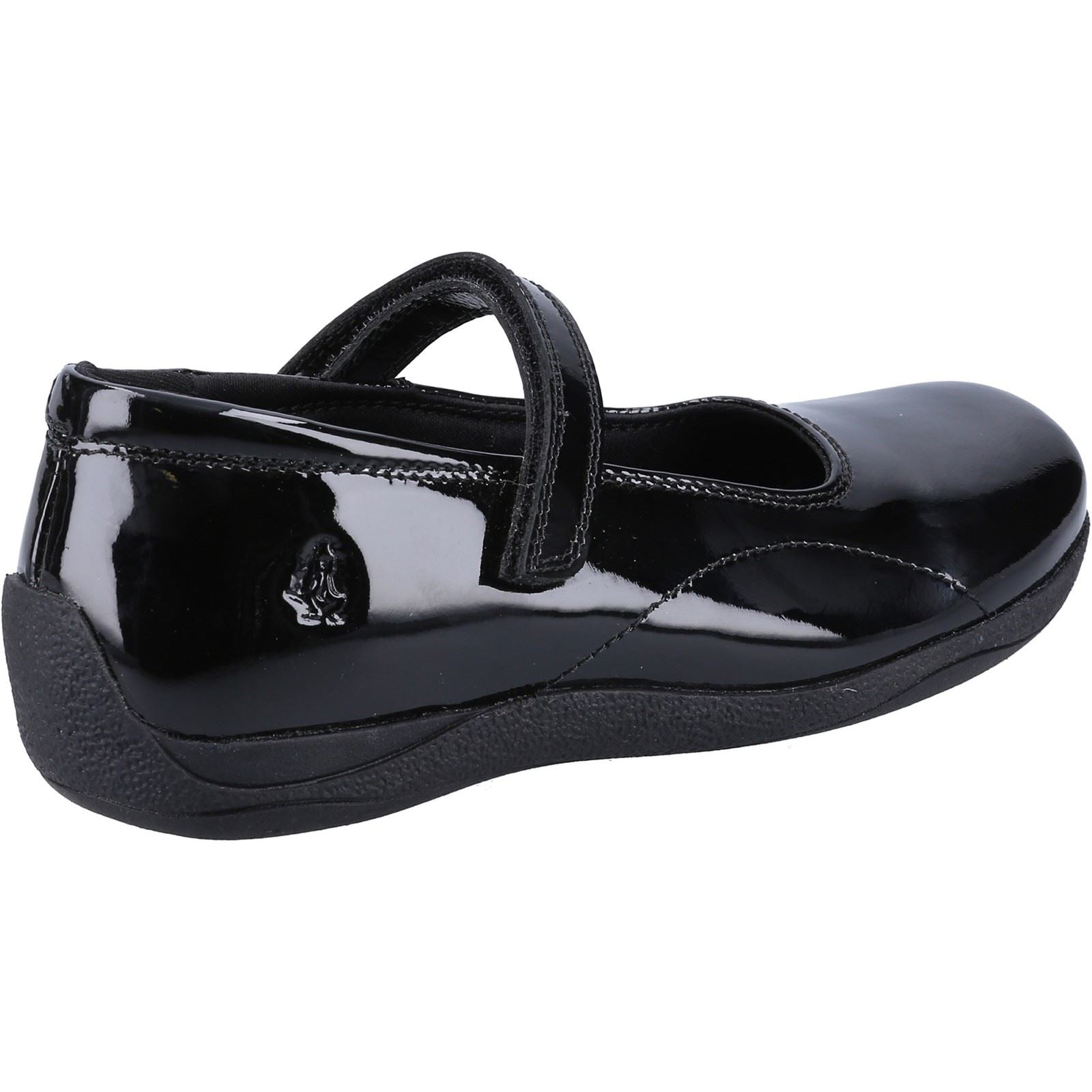 Hush Puppies Aria Patent JNR Mädchenschuhe Aus Schwarzem Leder