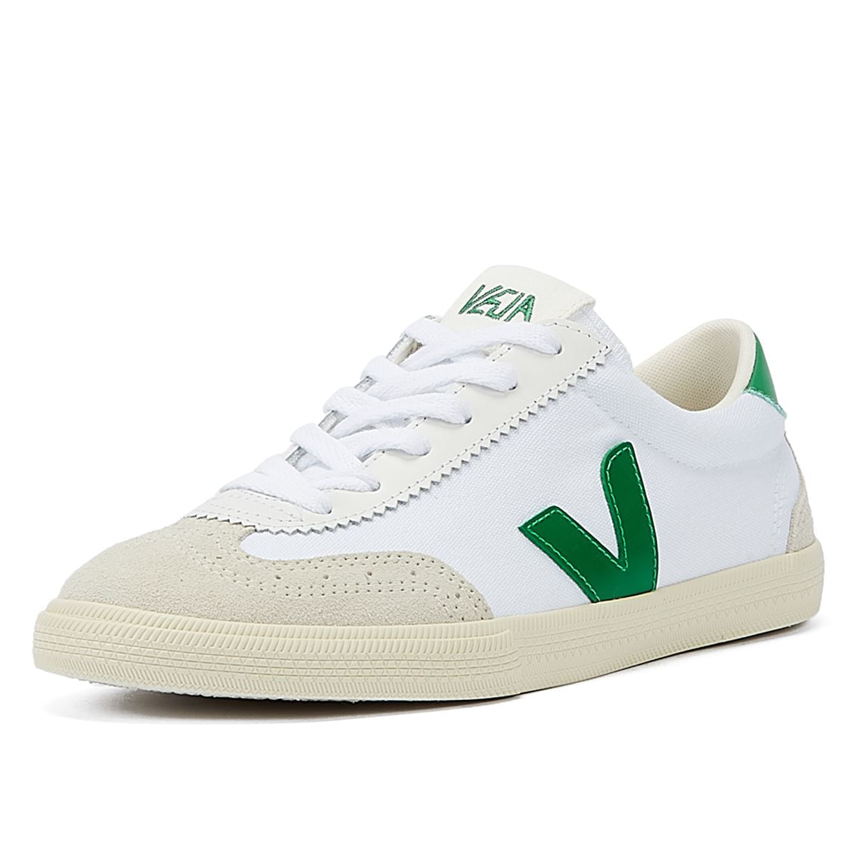 Veja Volley Emeraude Damen-Sneaker Aus Weißem/Smaragd-Wildleder