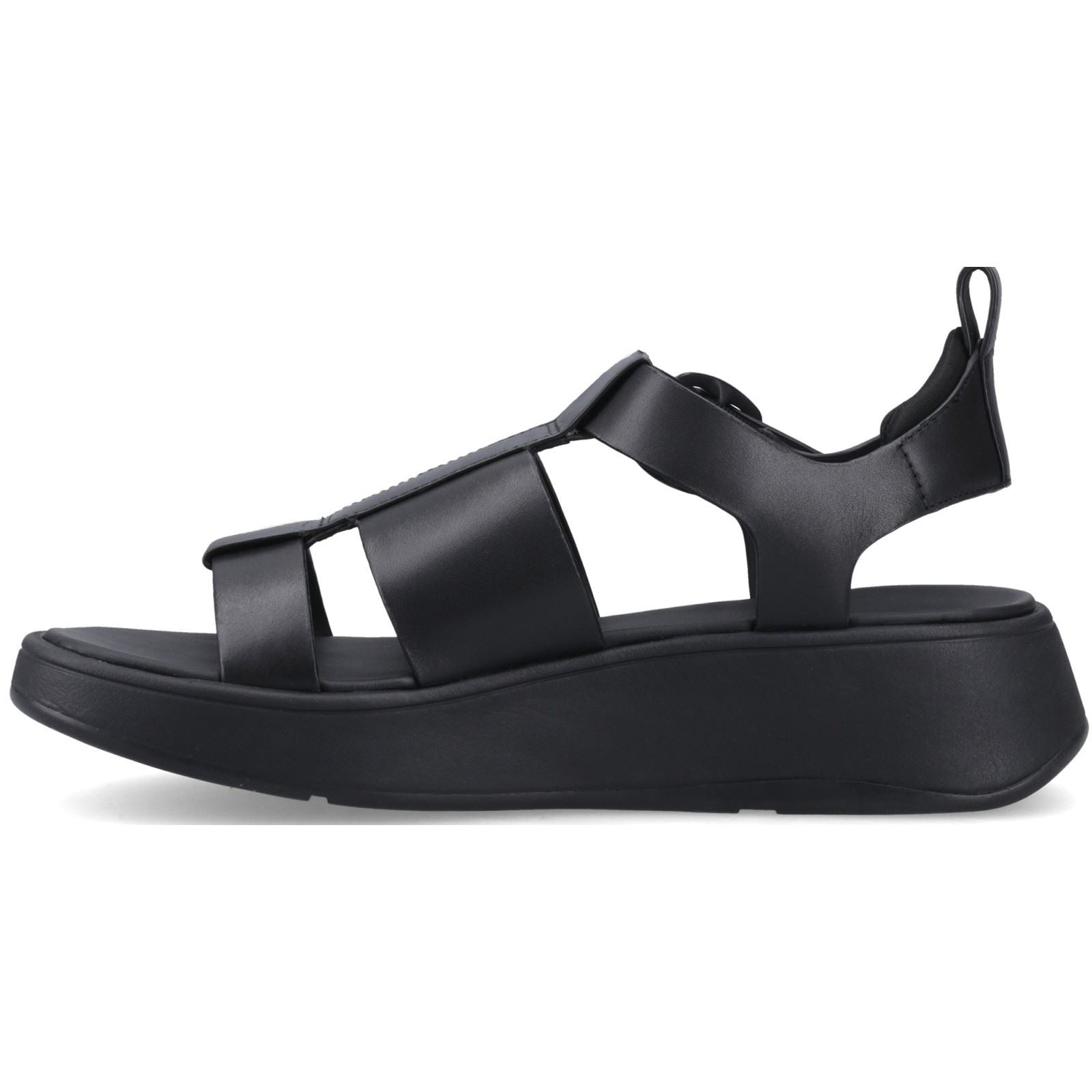 Fitflop F-Mode Fisherman Leder Damen Schwarze Schmale Sandalen