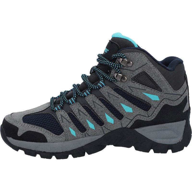 Hi-Tec Corzo Mid Pu Wildleder Damen Wanderschuhe In Graphitgrau/Dunkelrot