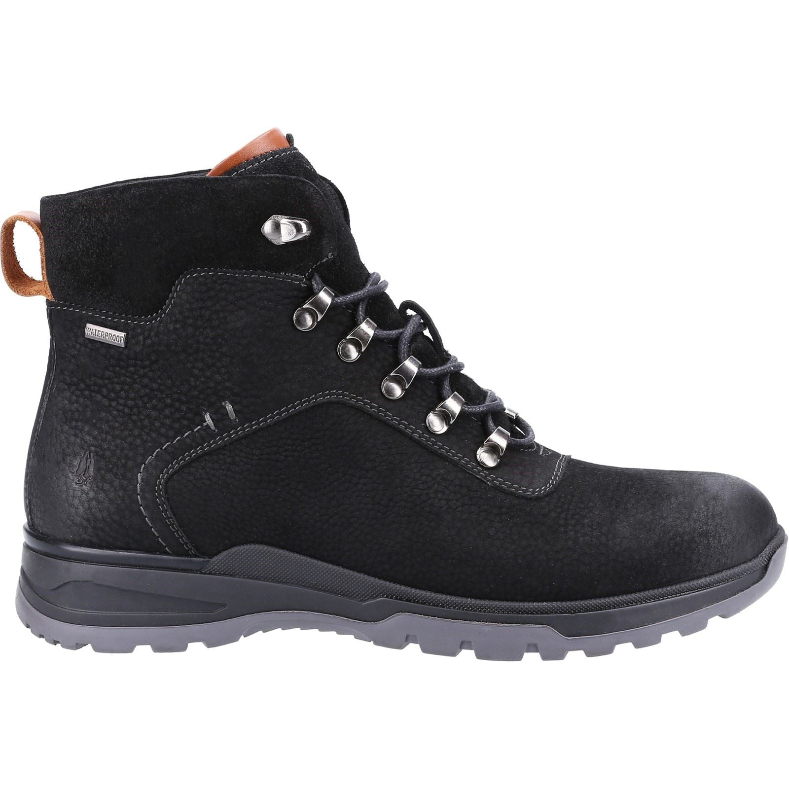 Hush Puppies Paul Leder Herren Schwarze Nubukstiefel